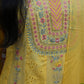 MALKCOTTON FABRIC 3- PIECE SUIT WITH EMBROIDERY WORK WITH BRUSH PAINTINGDUPATTA (YELLOW) ##SP080