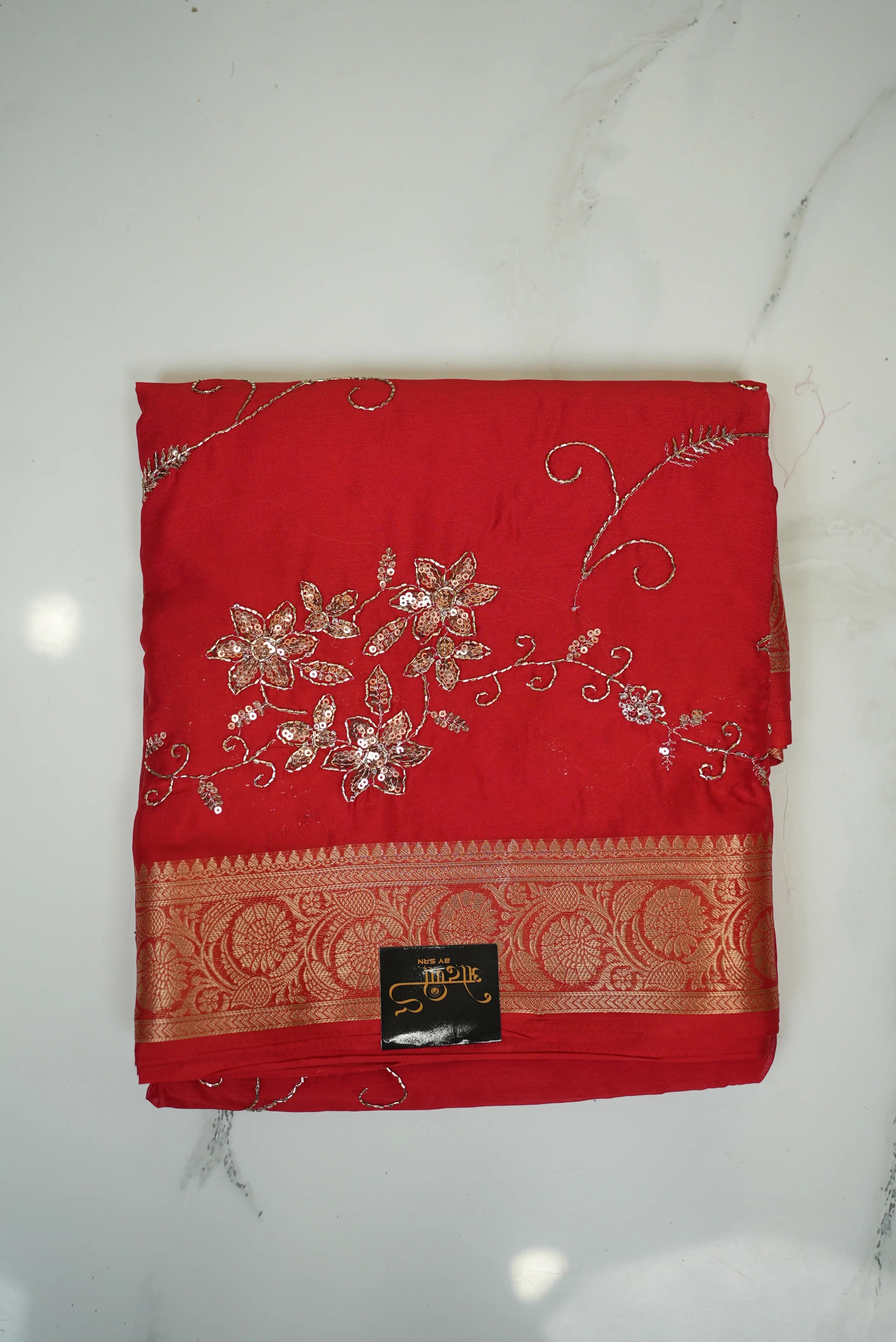 Jaal Pattern & Panel Work Saree With Zari Border (With Blouse)