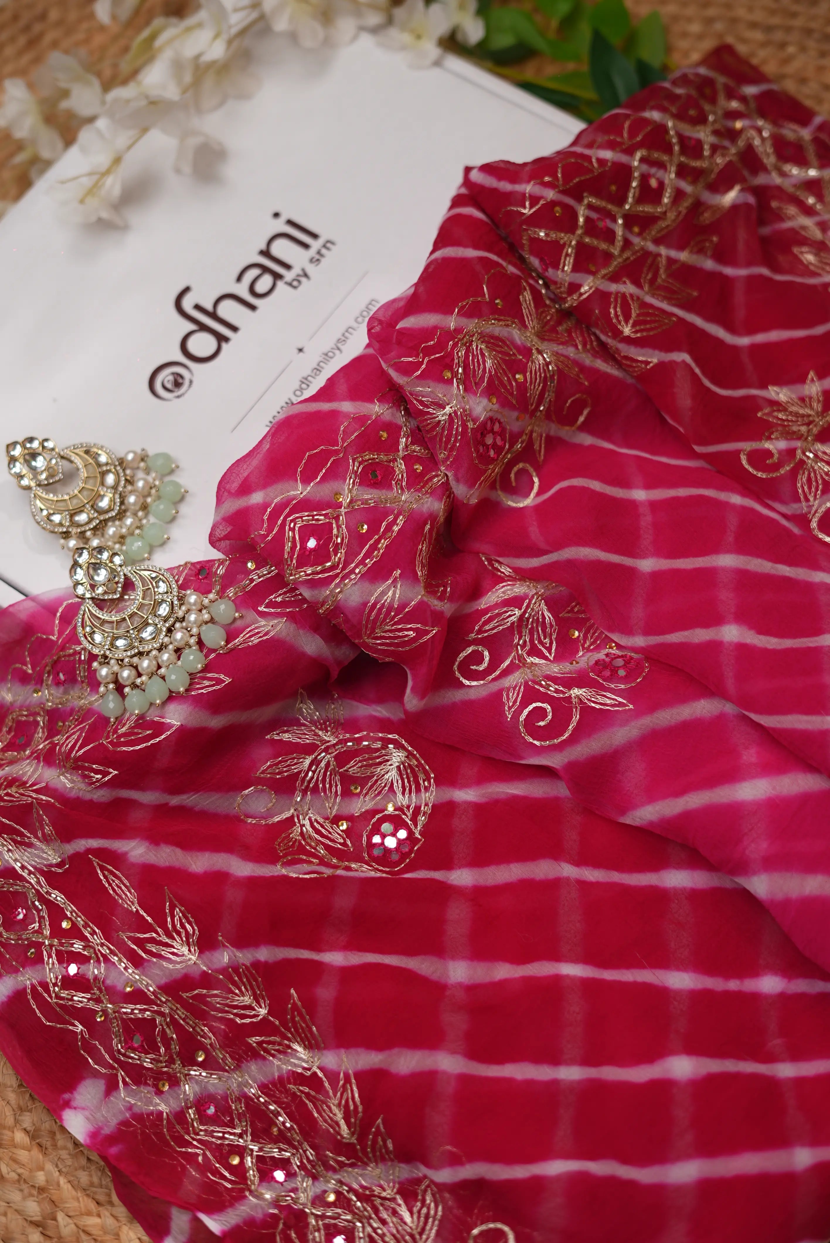 Lehriya Design Vintage Handwork Pure Chiffon Fabric saree (With Blouse)