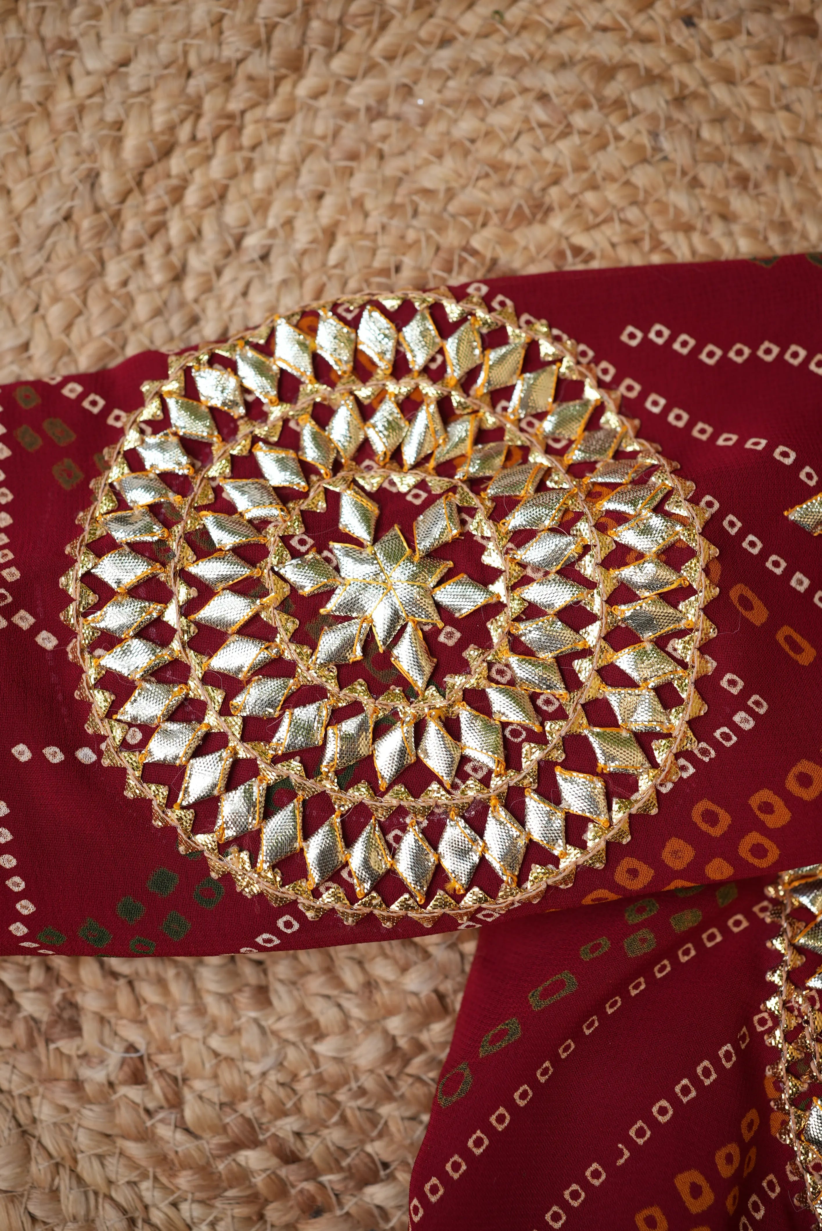 Bandhani Design Aangi Style Blouse With Kachi Gota Patti Handwork