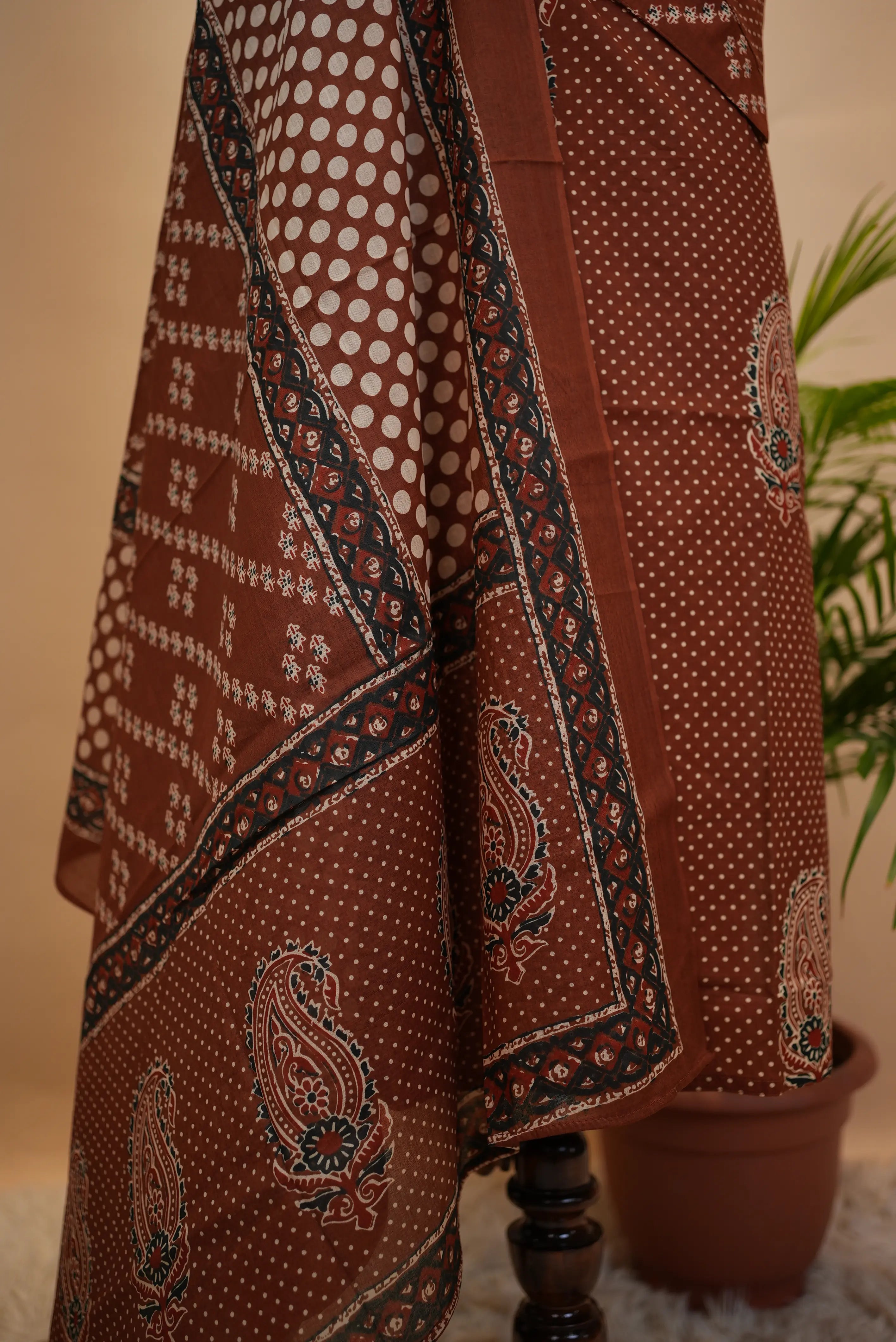 60/60 Cotton Rust Colour Printed Suit