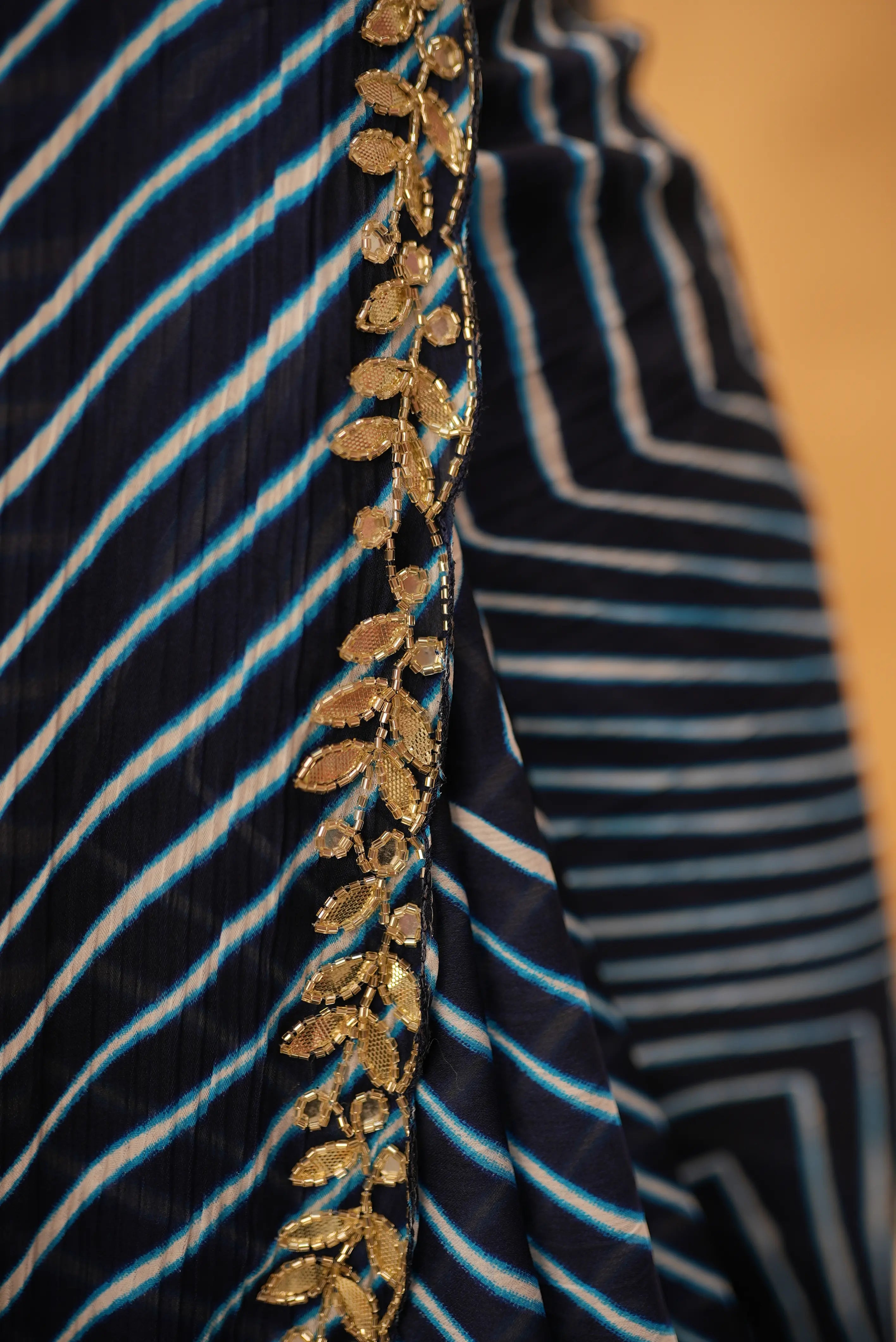 Traditional Leheriya Pattern Handwork Saree (With Blouse)