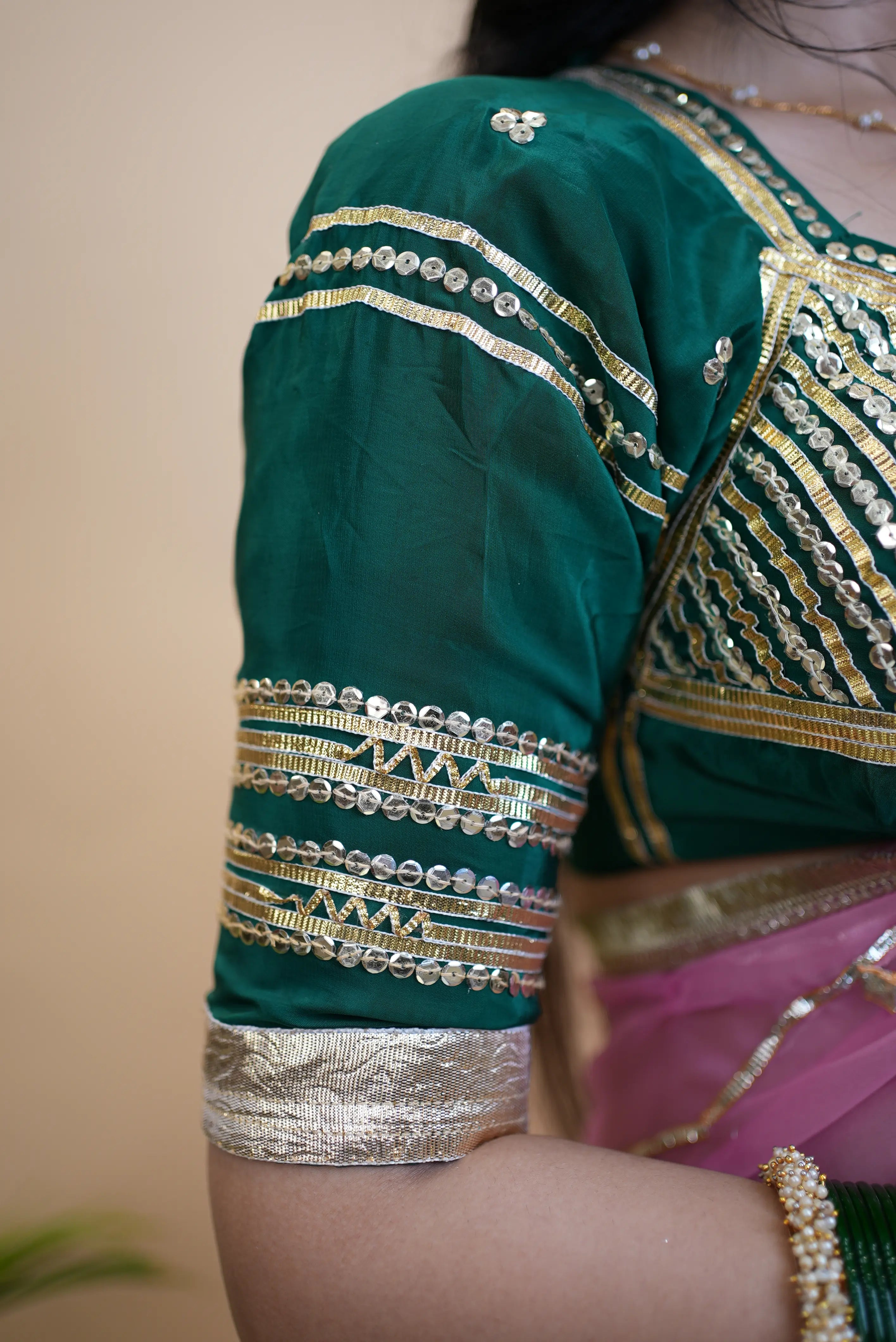 Vrinda Rajasthani Aangi Blouse with Sequins & Charkhi Gota Handwork