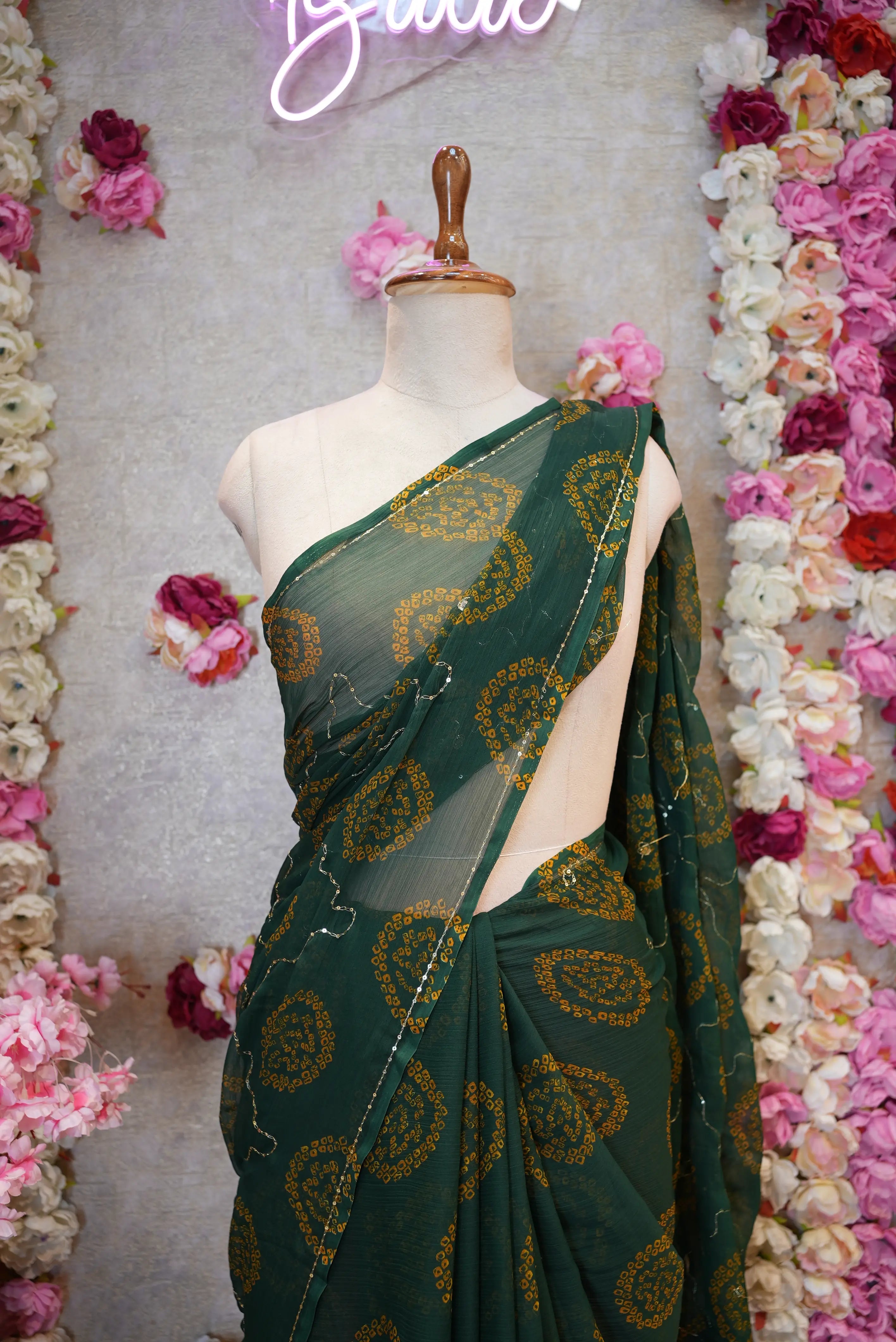 Bandhani Special Rajwadi Saree with Aari Tari Work