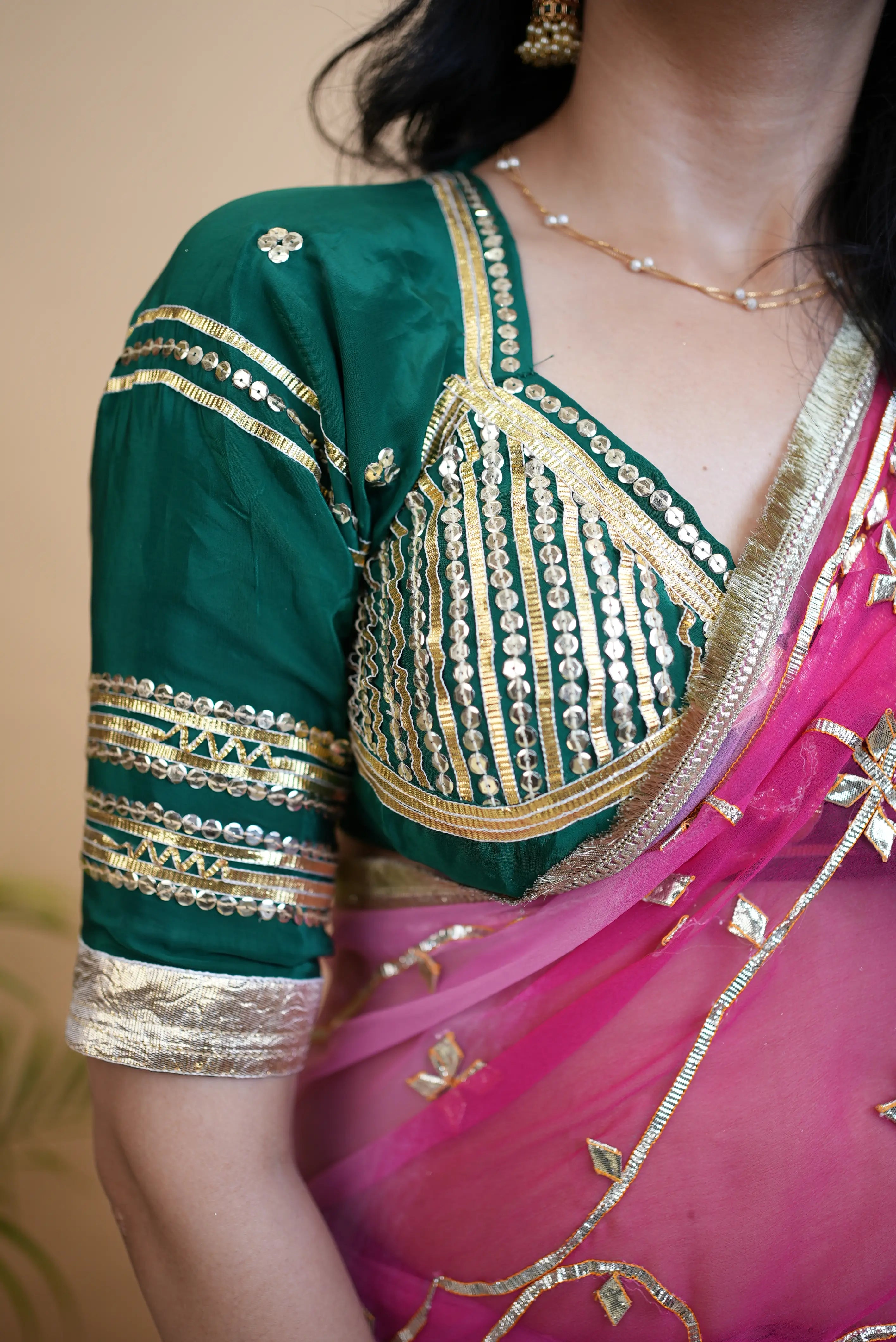 Vrinda Rajasthani Aangi Blouse with Sequins & Charkhi Gota Handwork