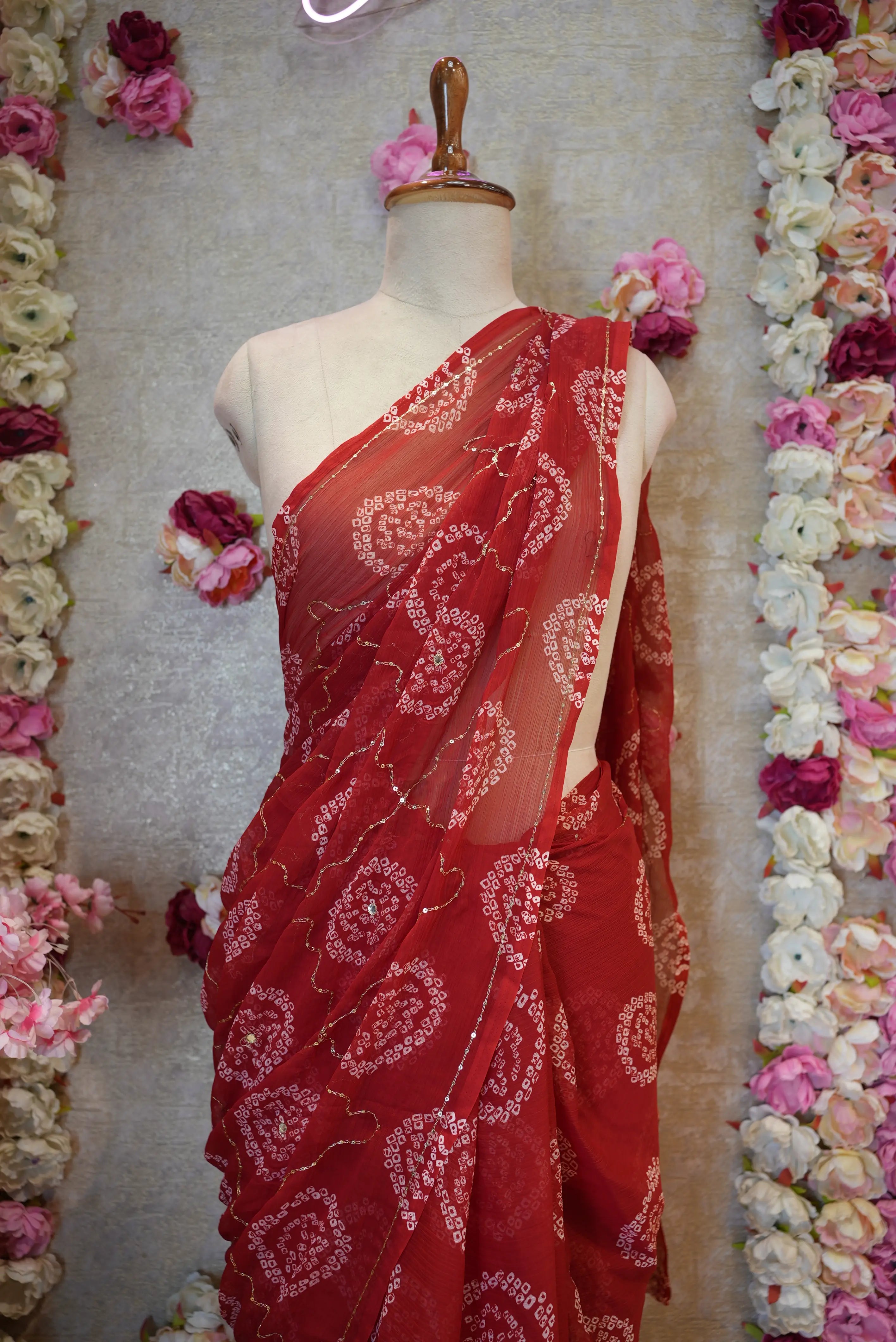 Bandhani Special Rajwadi Saree with Aari Tari Work
