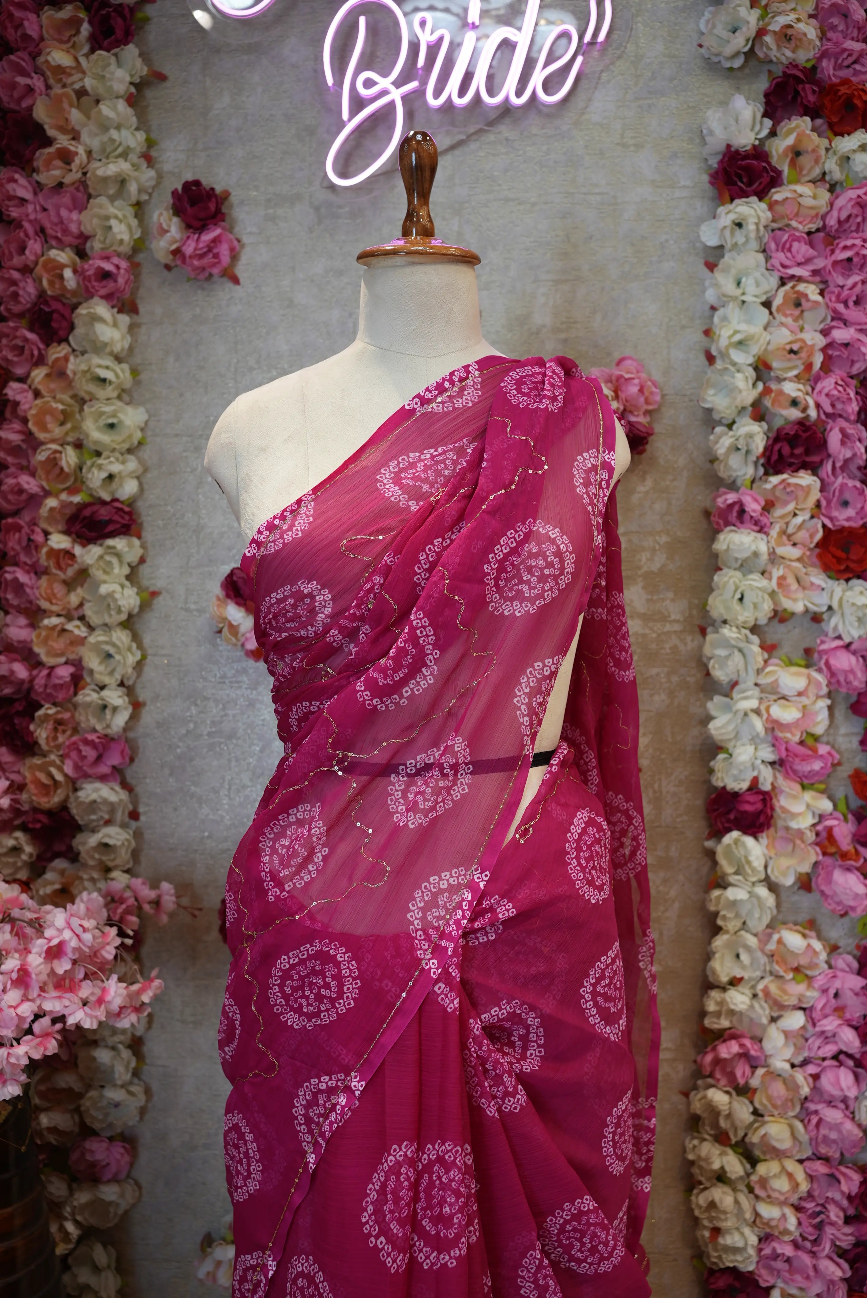 Bandhani Special Rajwadi Saree with Aari Tari Work