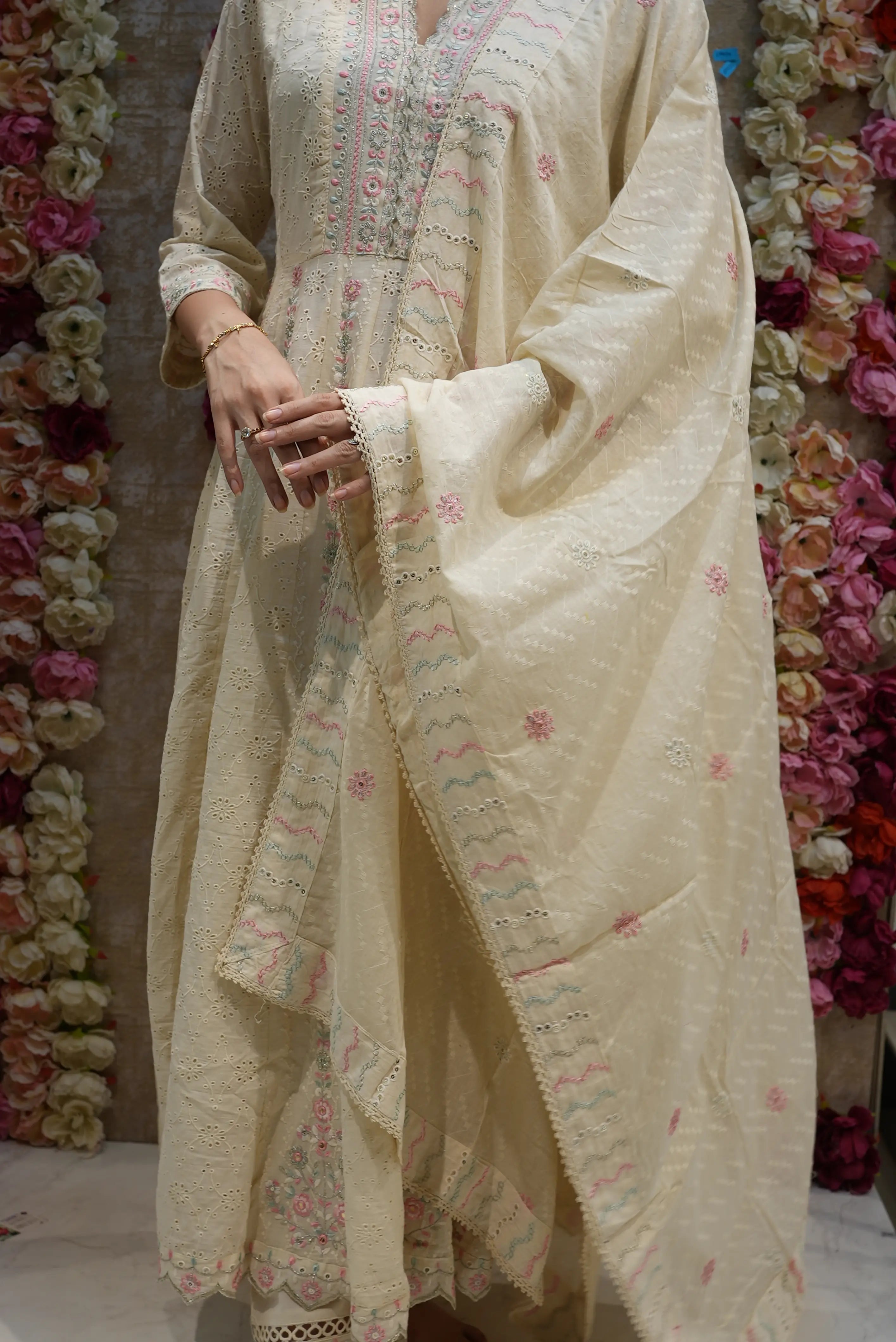 MAL COTTAN FABRIC 3-PIECE SUIT WITH HEAVY EMBROIDERY WORK