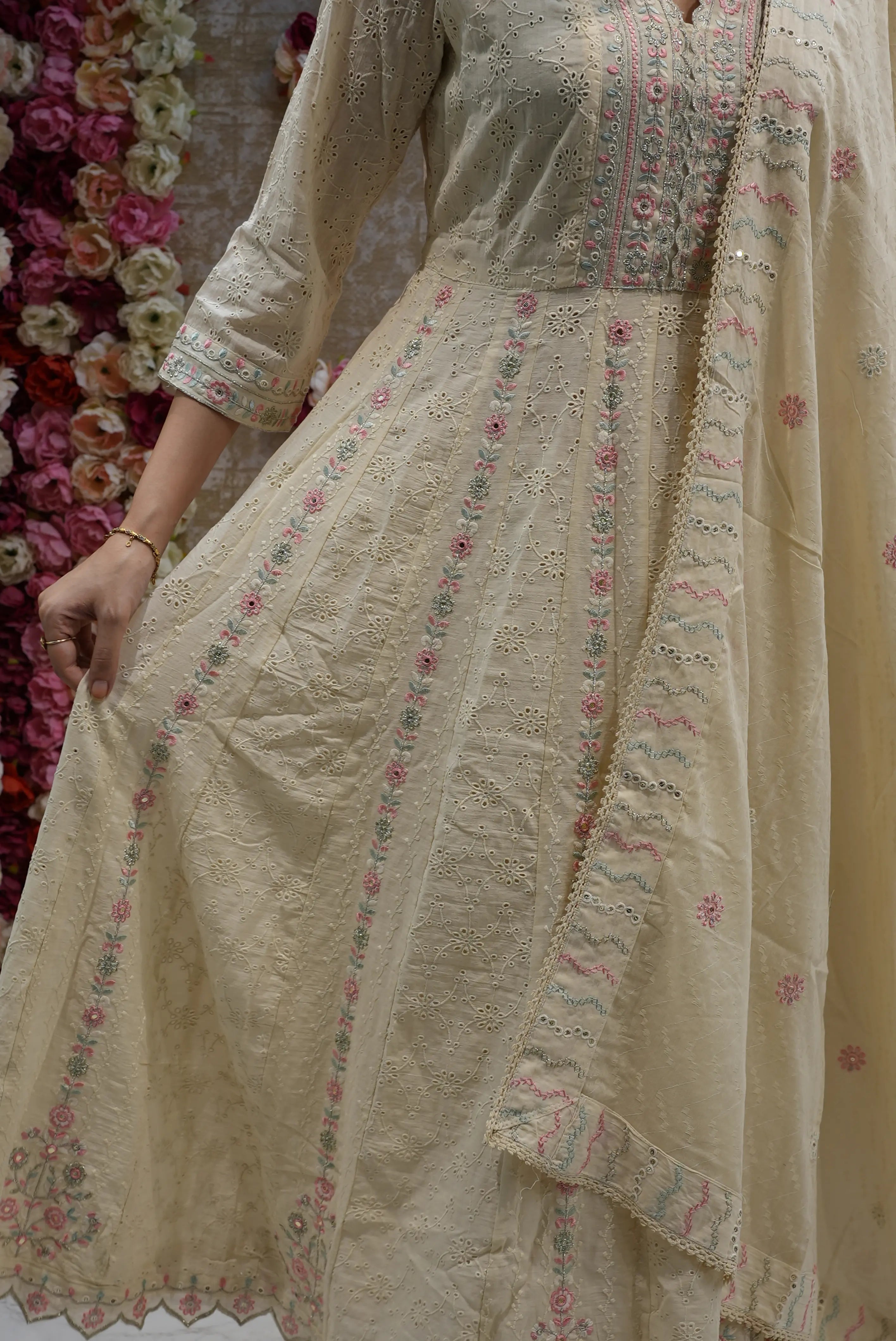 MAL COTTAN FABRIC 3-PIECE SUIT WITH HEAVY EMBROIDERY WORK