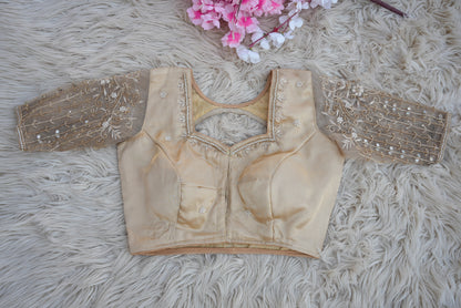 PURE ZARDOZI HANDWORK BLOUSE — GAJJI SILK FABRIC (CUSTOMIZABLE) | #HB076