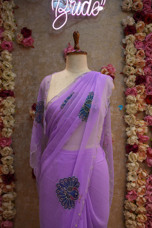HANDWORK RAJWADI SAREE ON GEORGETTE FABRIC (WITH BLOUSE) ##SR0252