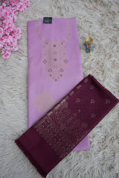 3-PIECE SUIT FABRIC WITH THRED WORK ON WOOLEN FABRIC WITH DUPATTA ##SF052