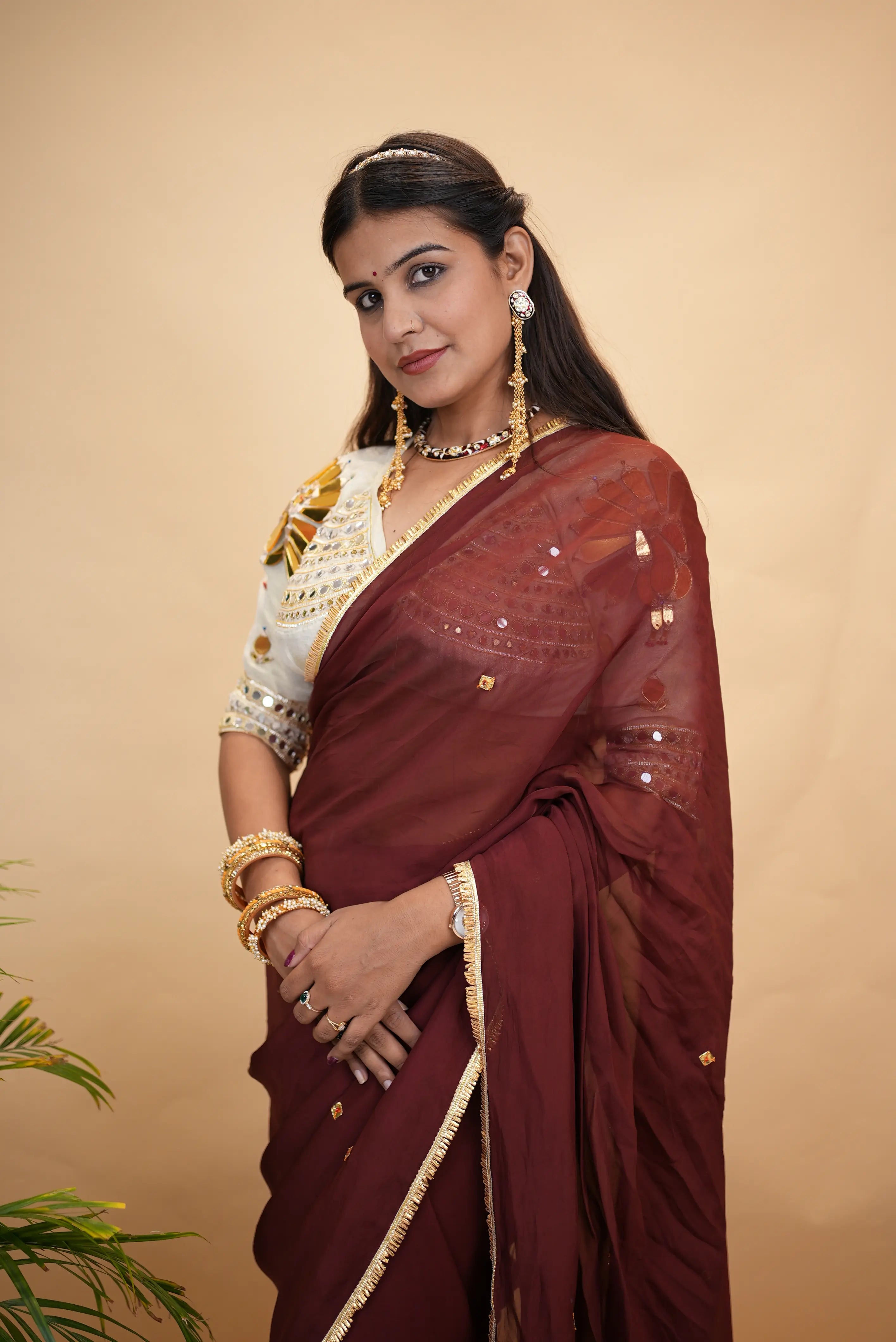 Pure Organza Khara Gota Saree with Mirror Work Aangi Blouse