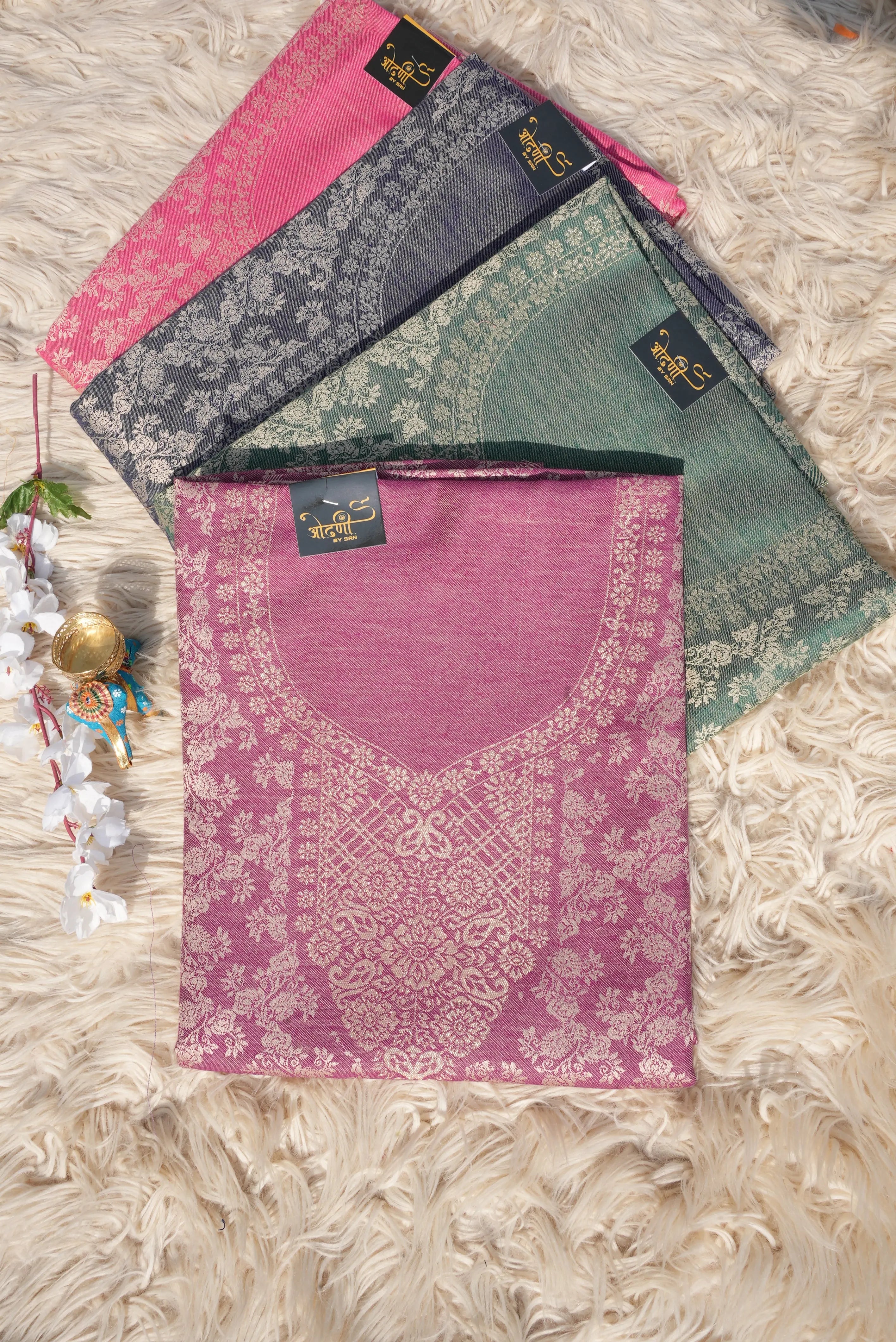 3-PIECE SUIT FABRIC WITH THRED WORK ON WOOLEN FABRIC WITH DUPATT