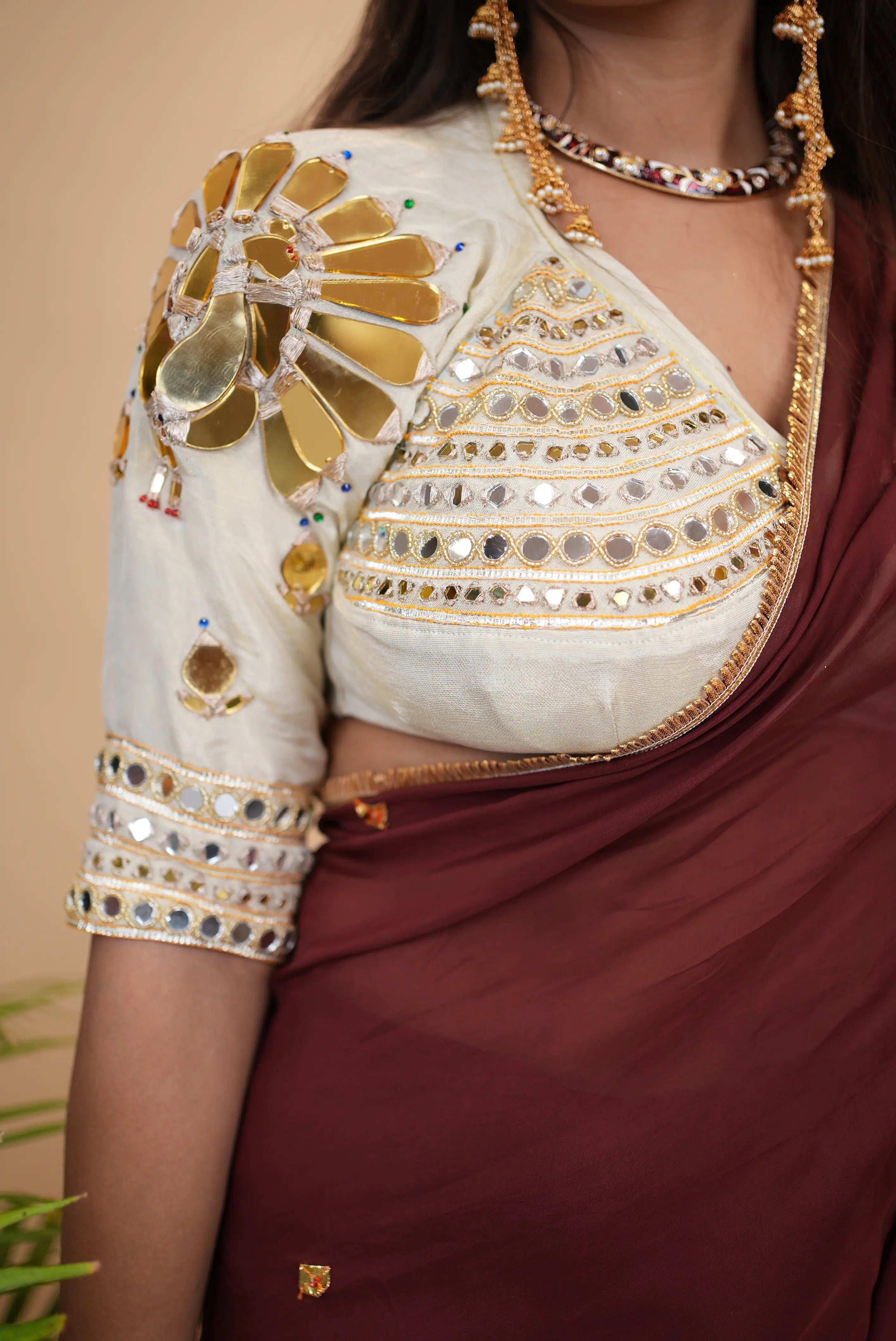 Pure Organza Khara Gota Saree with Mirror Work Aangi Blouse