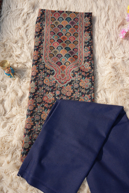 3-PIECE SUIT FABRIC WITH THRED WORK ON WOOLEN FABRIC WITH DUPATTA ##SF054