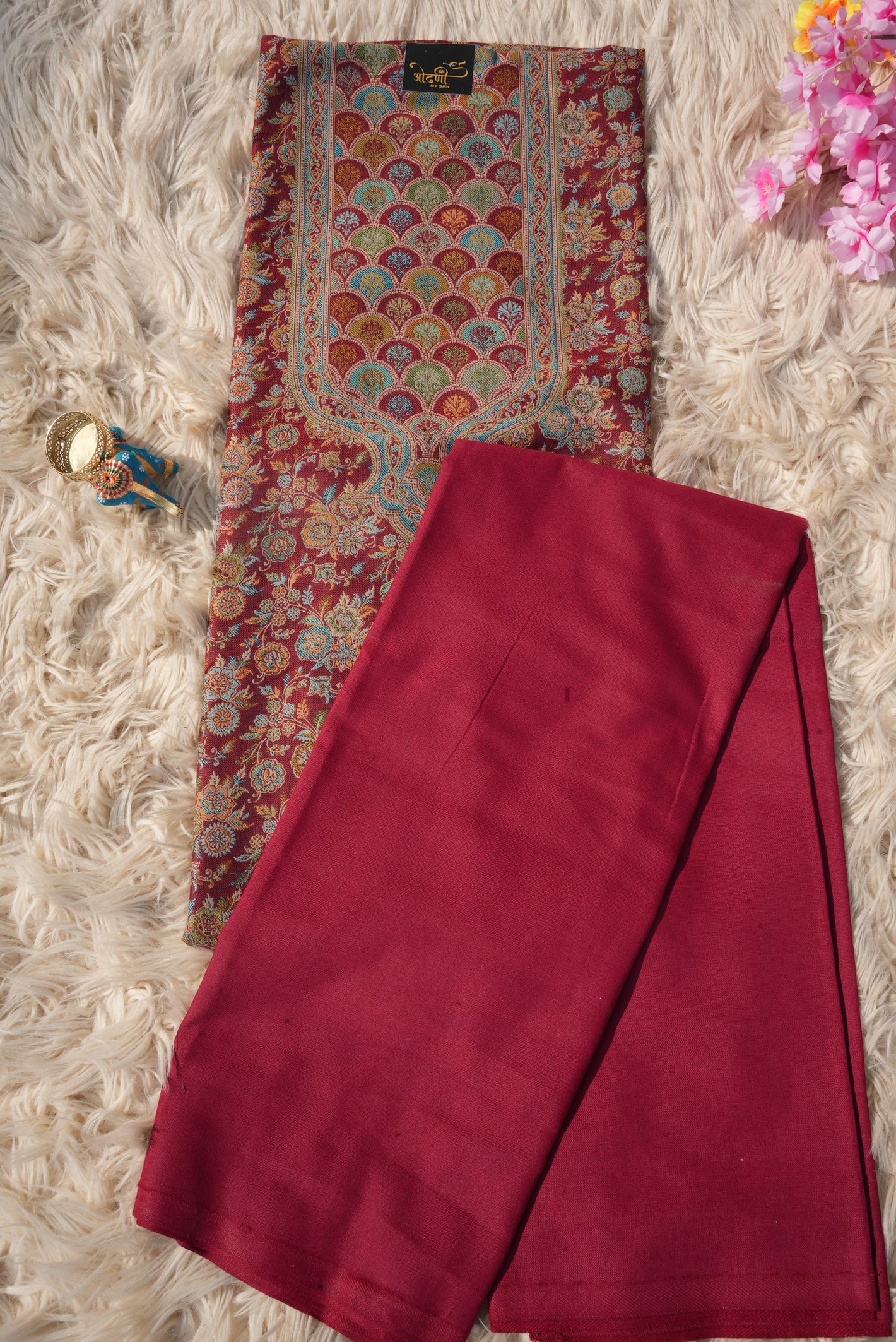 3-PIECE SUIT FABRIC WITH THRED WORK ON WOOLEN FABRIC WITH DUPATTA ##SF054