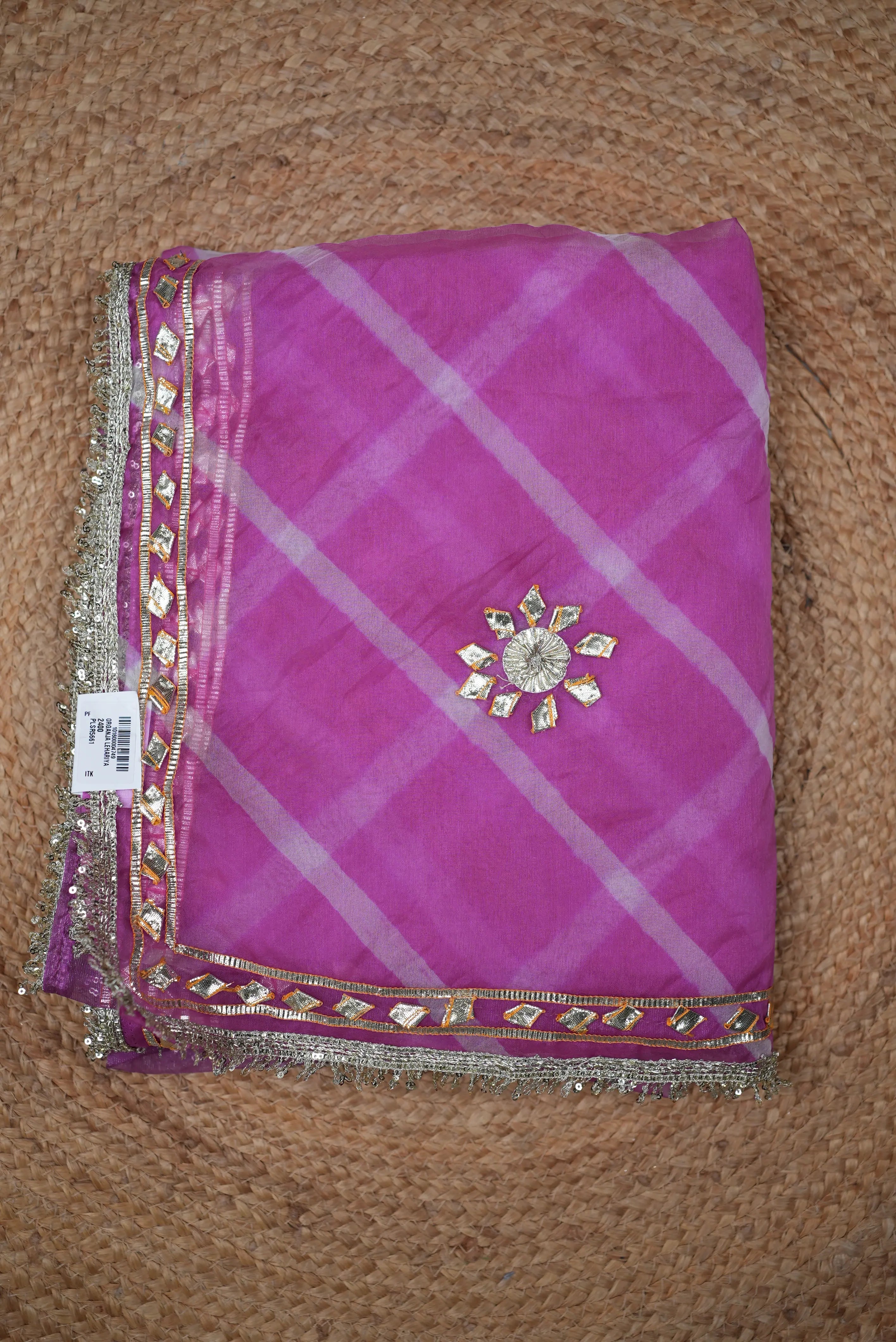 Organza Leheriya Saree with Aangi Blouse & Gota Patti Work
