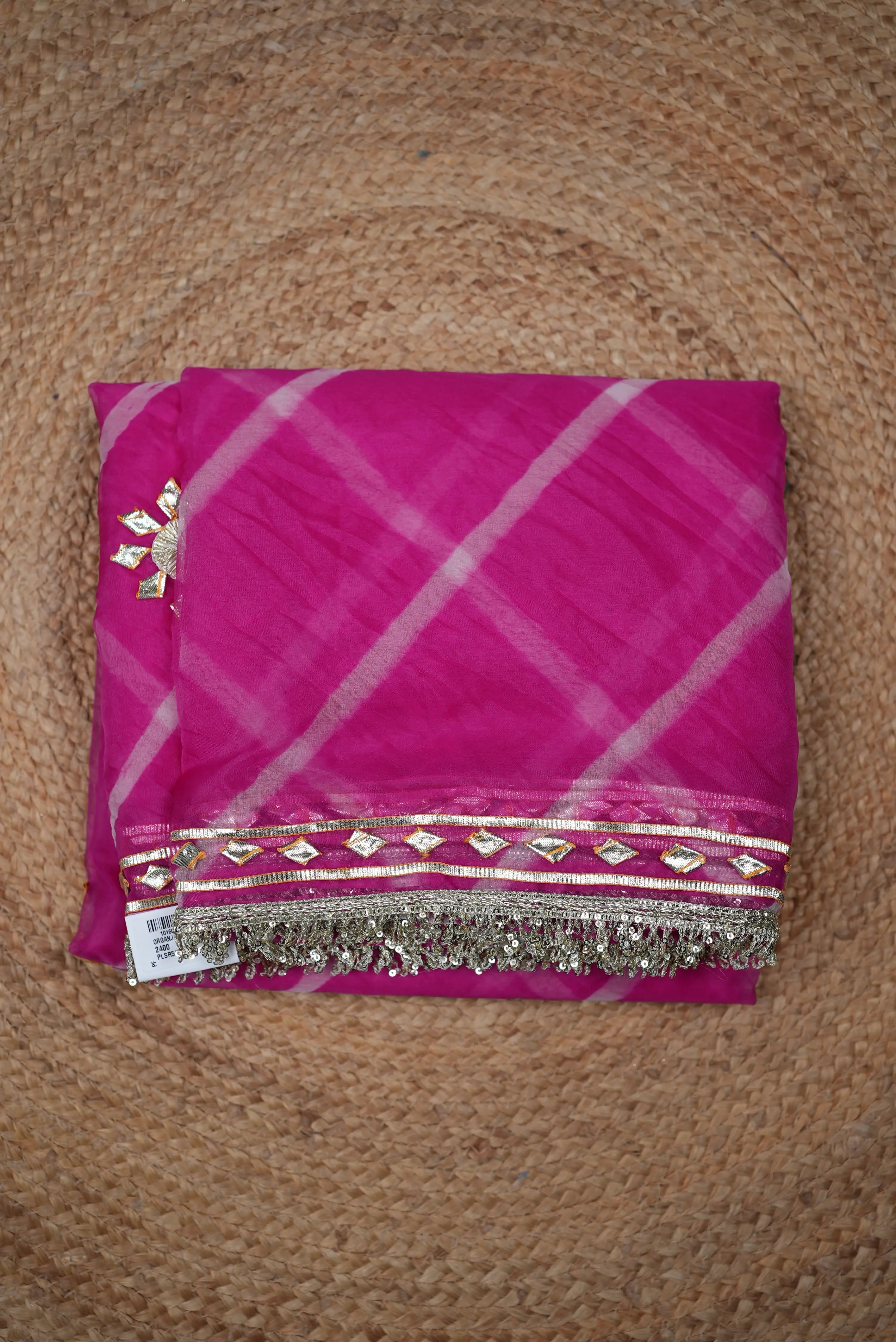 Organza Leheriya Saree with Aangi Blouse & Gota Patti Work