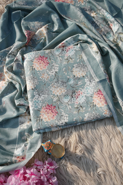 3-PIECE SUIT FABRIC WITH THRED WORK ON WOOLEN FABRIC WITH DUPATTA ##SF057