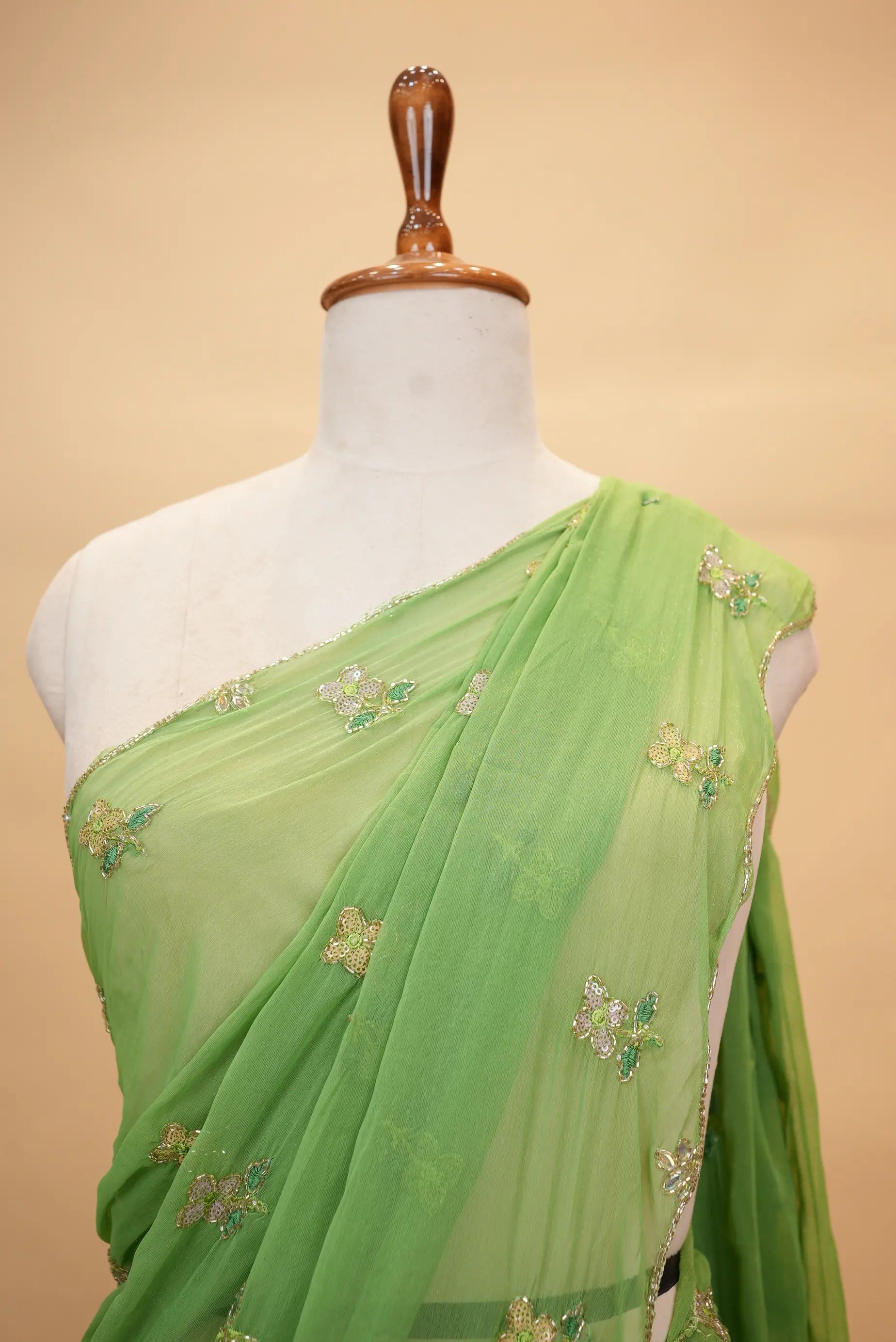 Shimmer Chiffon Saree with Cut Dana & Sequins Work (With Blouse)
