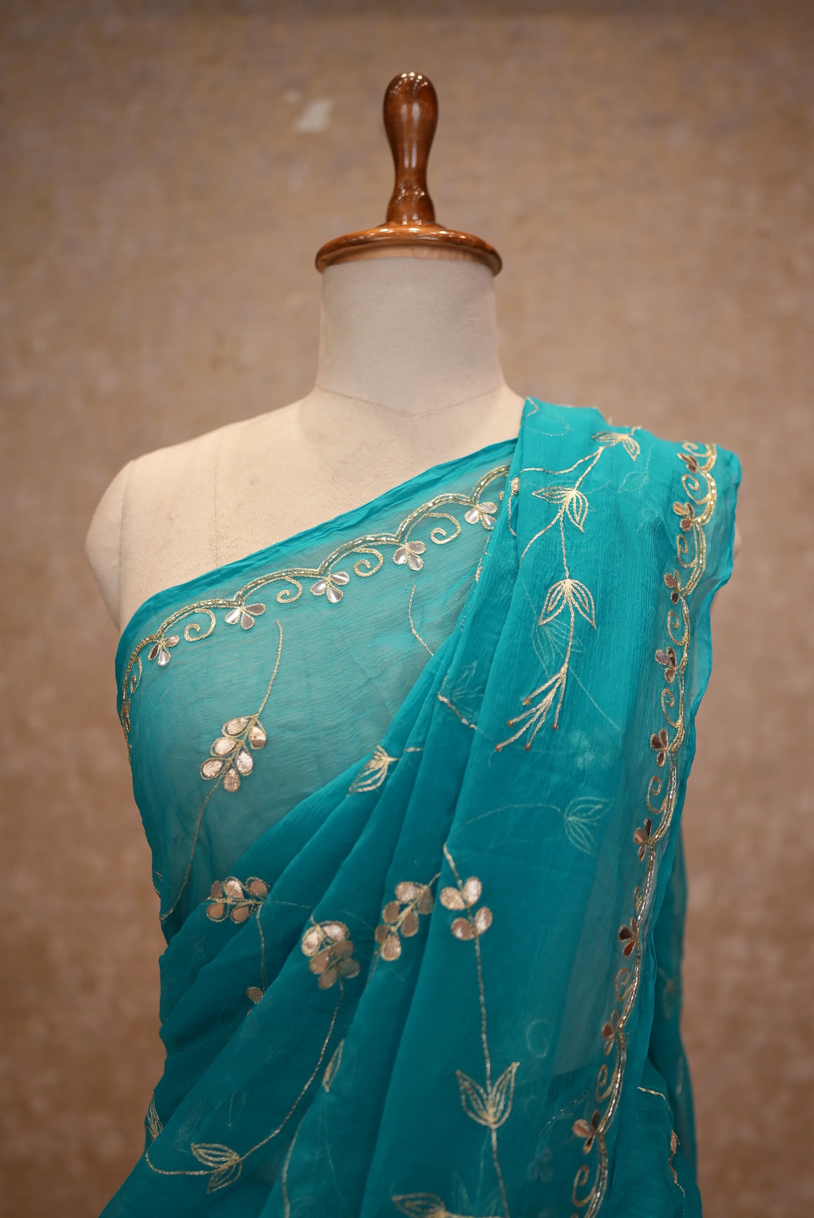 Elegant Gota Patti Saree in Chiffon Fabric (With Blouse)