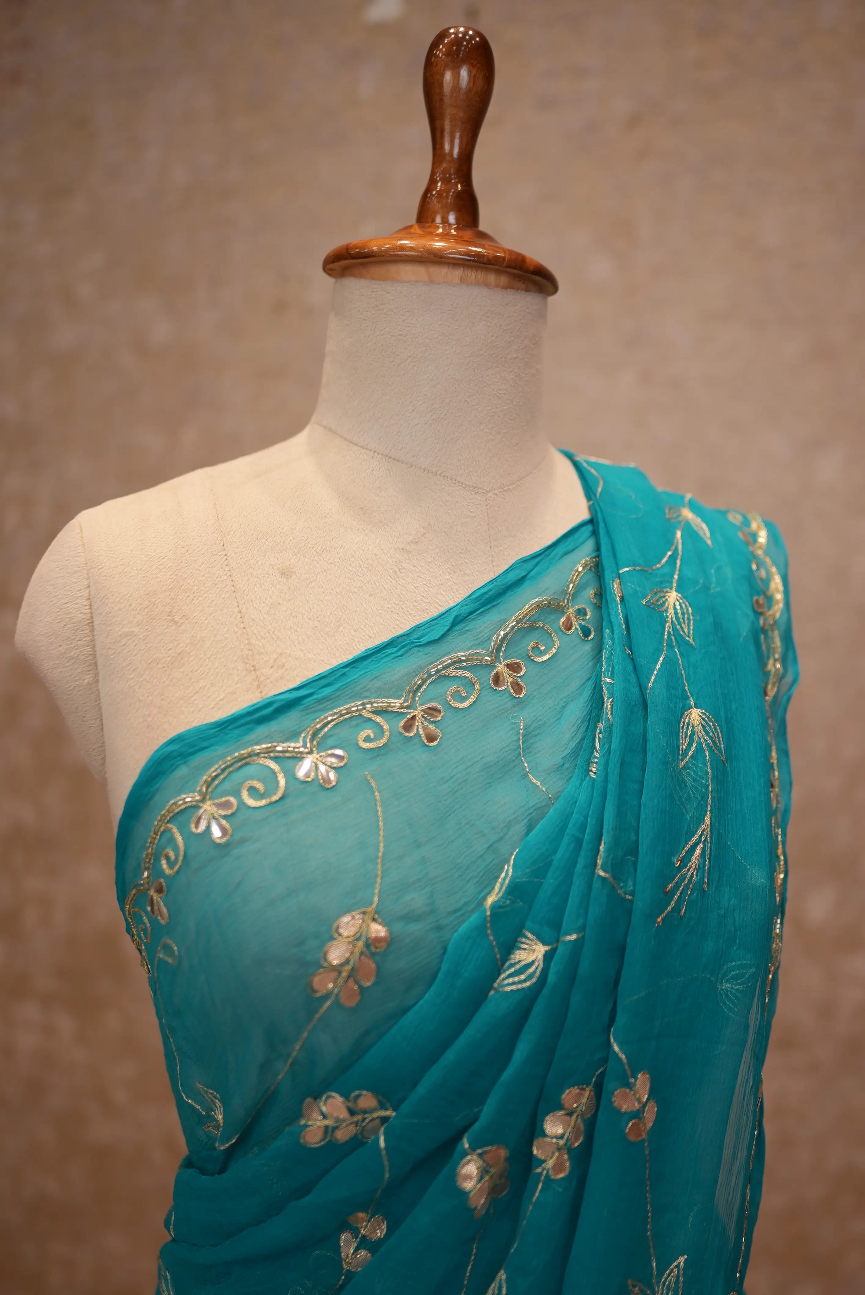 Elegant Gota Patti Saree in Chiffon Fabric (With Blouse)