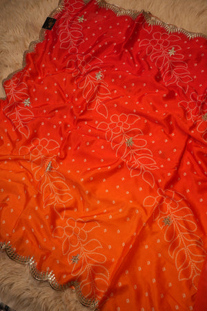 DEGITAL PRINT BANDHANI DESIGN SAREE WITH CUTWORK BORDER (WITH BLOUSE)  ##SR0258