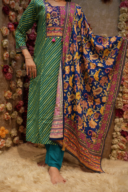 LEHRIYA DESIGN 3 PCS. SUIT WITH MIRROR WORK & DUPPATA (WITH PANTS)  ##SP085