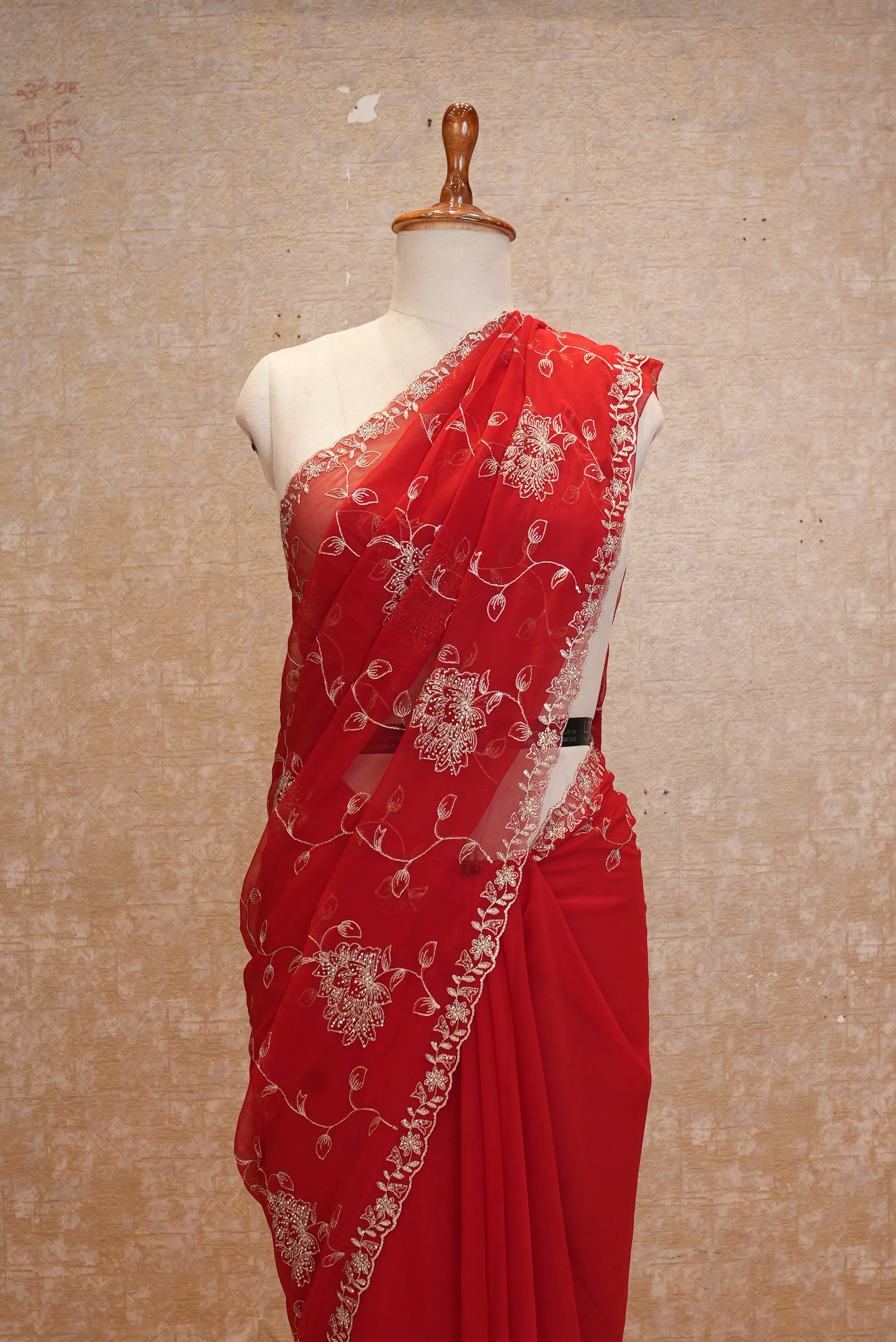 Elegant Jal Pattern Saree with Aari Tari & Sequin Work