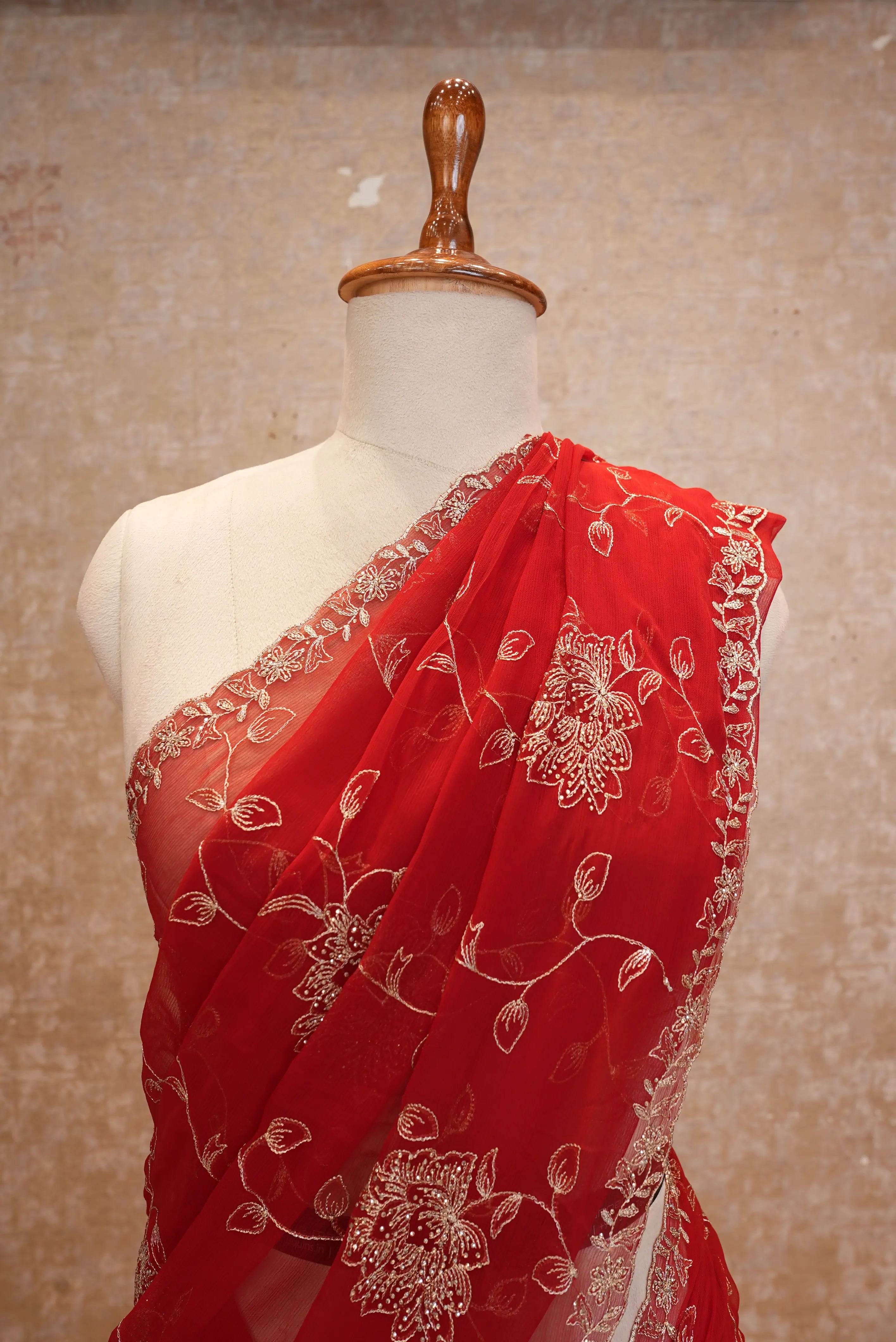 Elegant Jal Pattern Saree with Aari Tari & Sequin Work