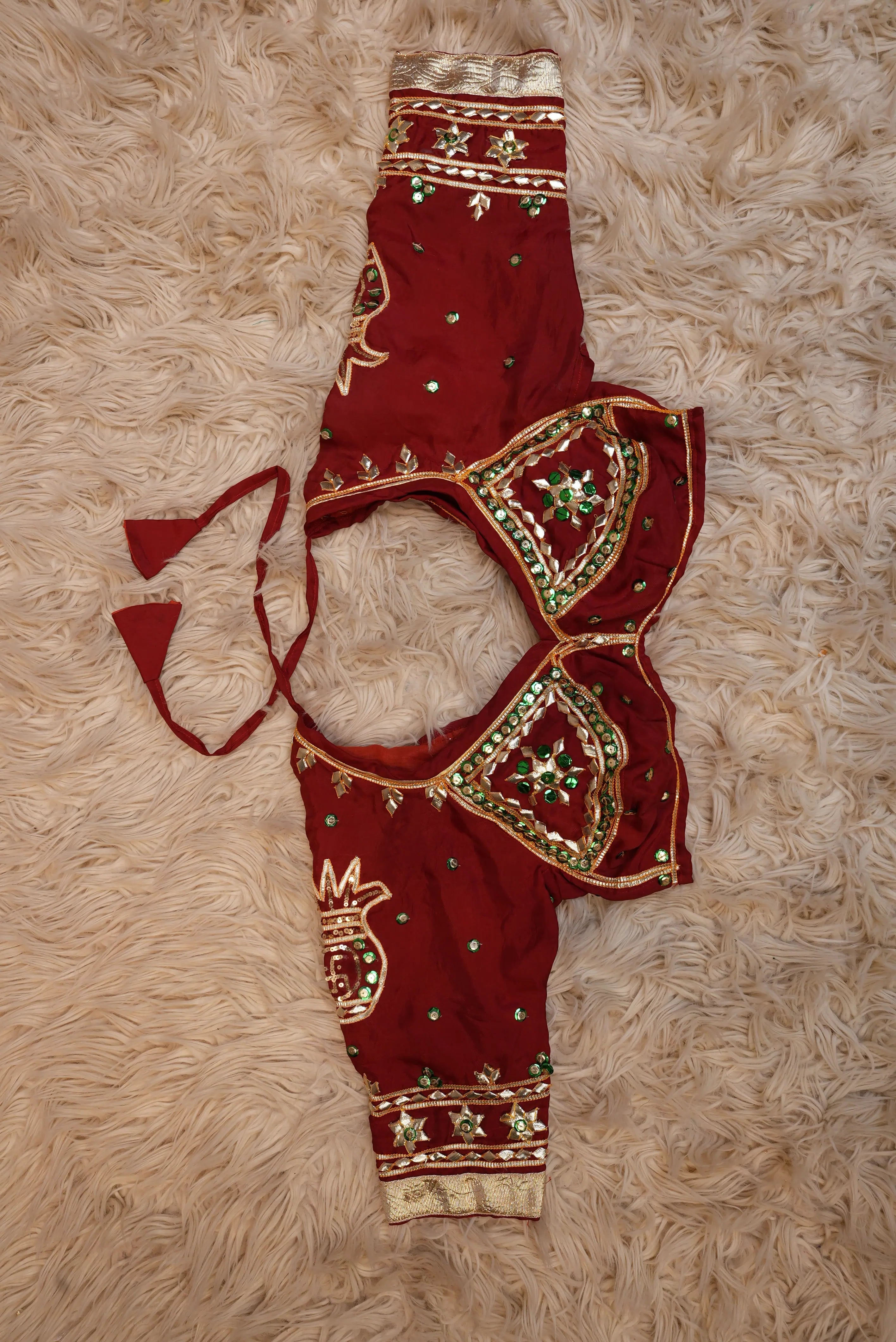 Rajasthani Swastik  Design Traditional Aangi Blouse With Kaccha Gota Patti Work