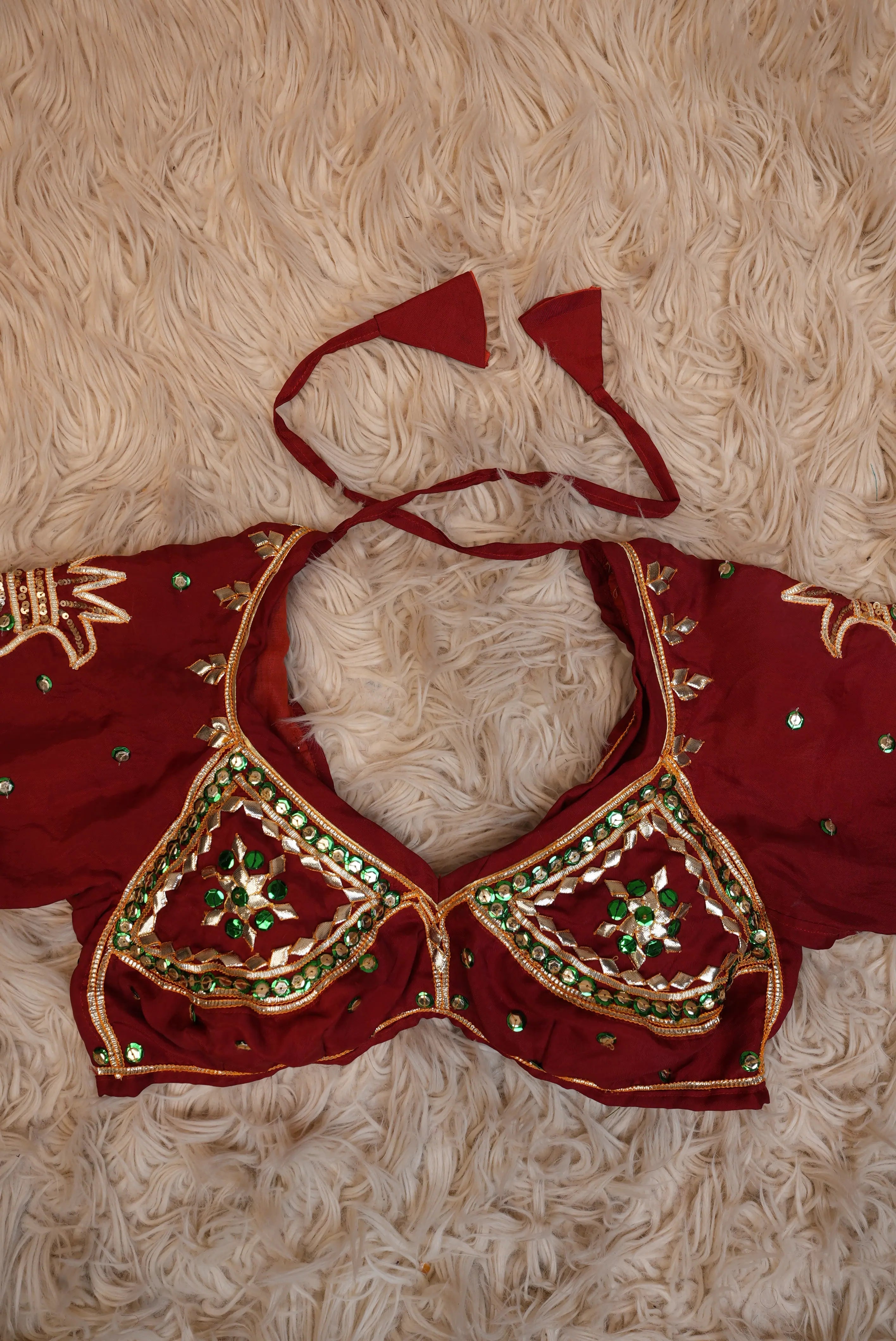 Rajasthani Swastik  Design Traditional Aangi Blouse With Kaccha Gota Patti Work