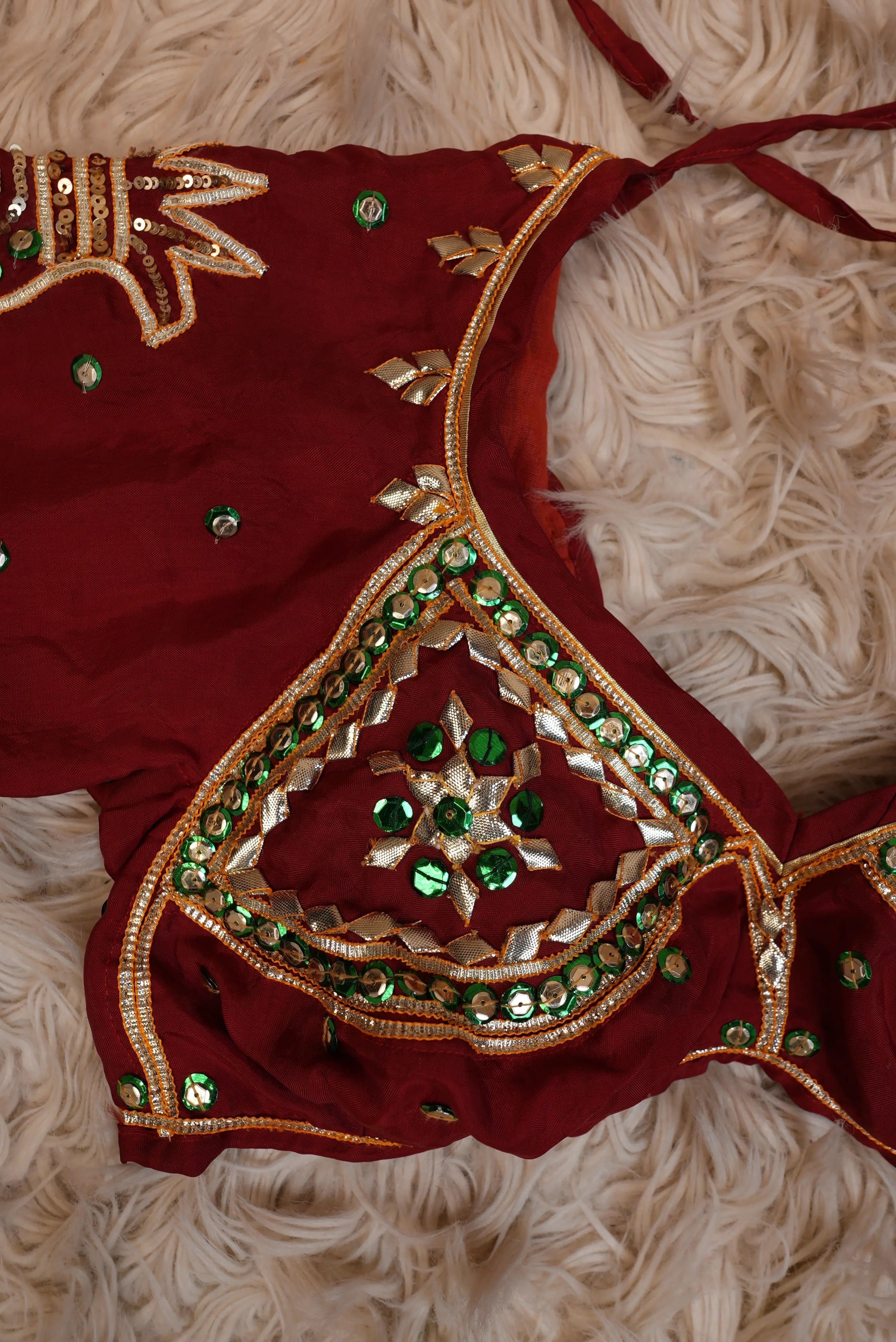 Rajasthani Swastik  Design Traditional Aangi Blouse With Kaccha Gota Patti Work