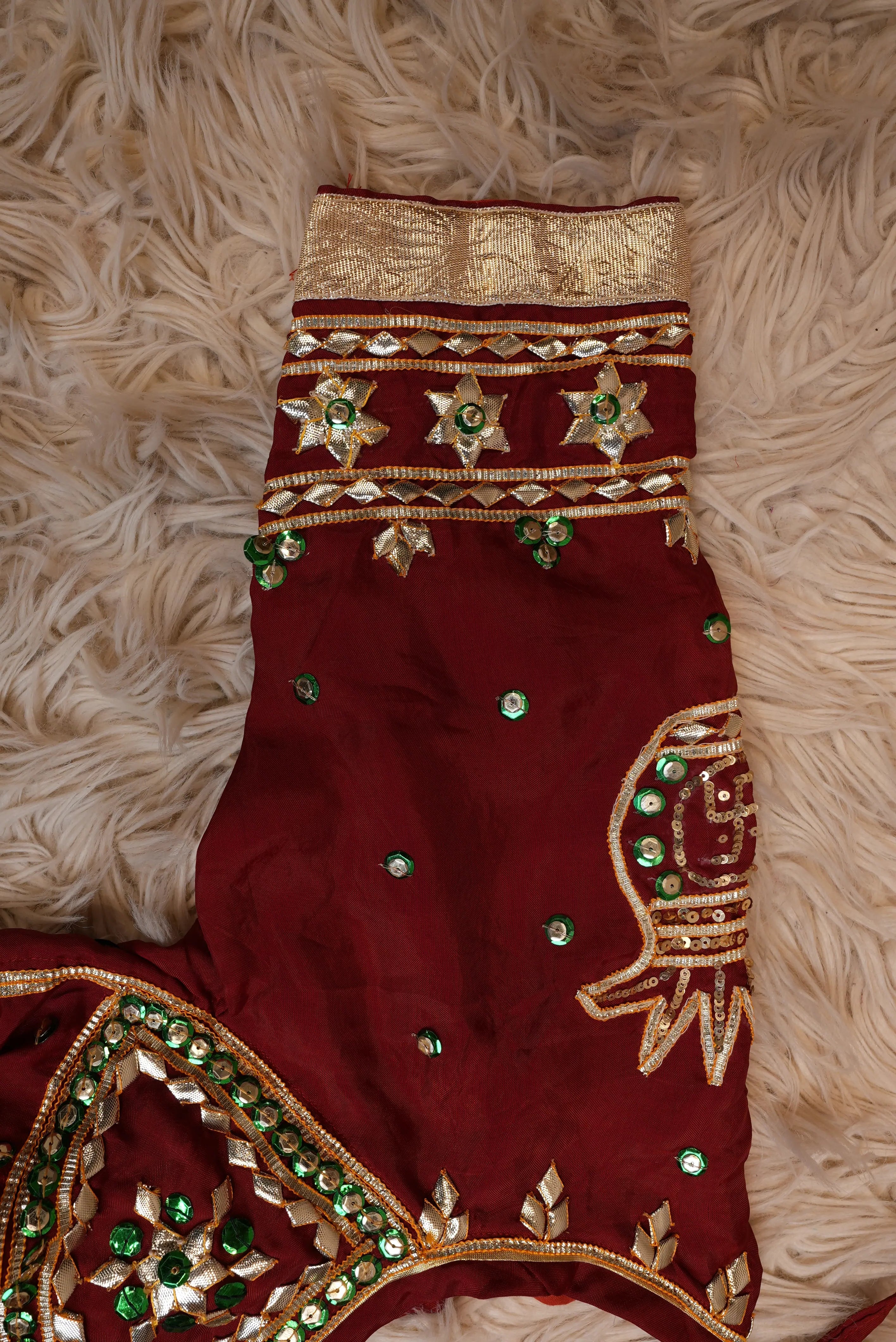 Rajasthani Swastik  Design Traditional Aangi Blouse With Kaccha Gota Patti Work