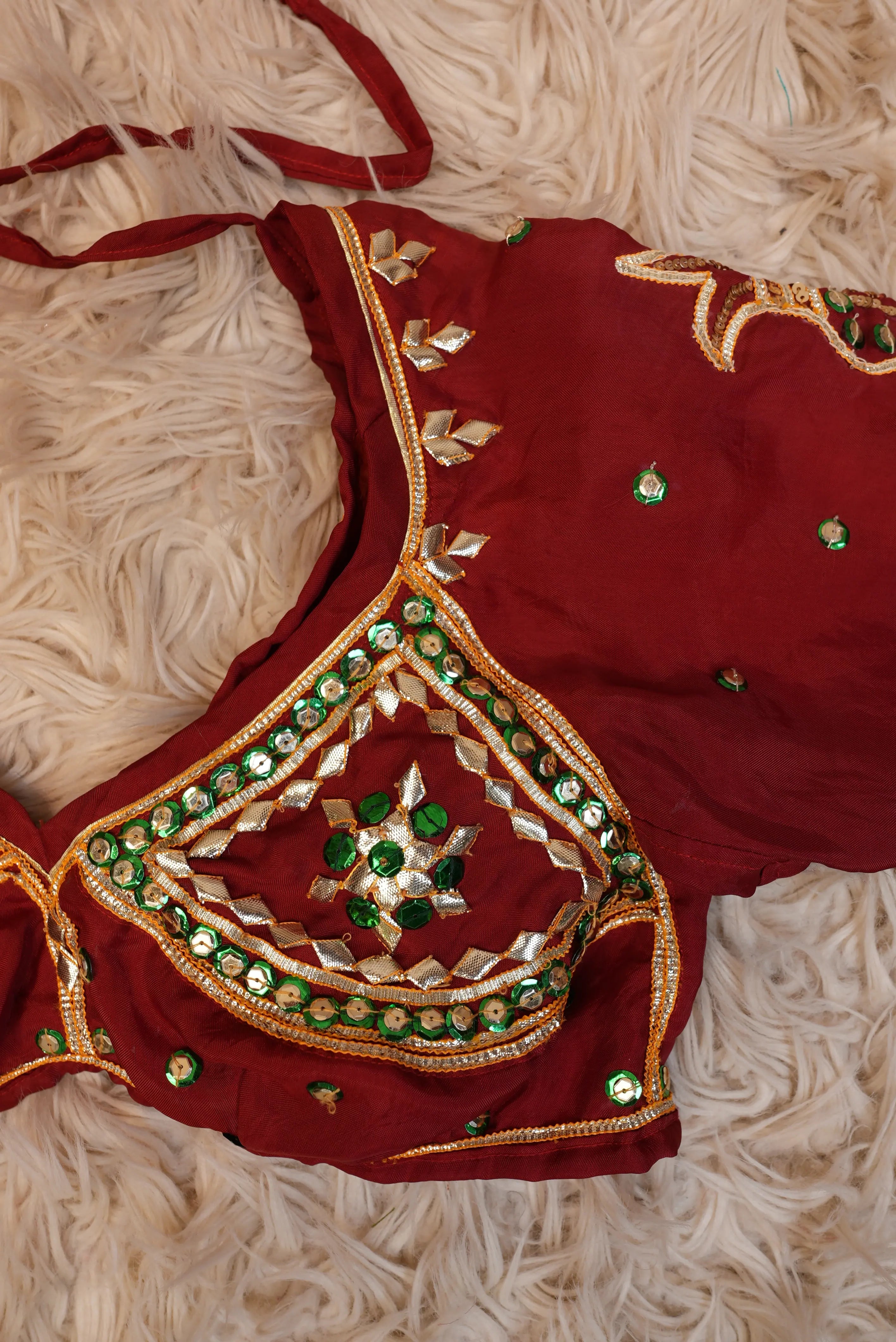 Rajasthani Swastik  Design Traditional Aangi Blouse With Kaccha Gota Patti Work