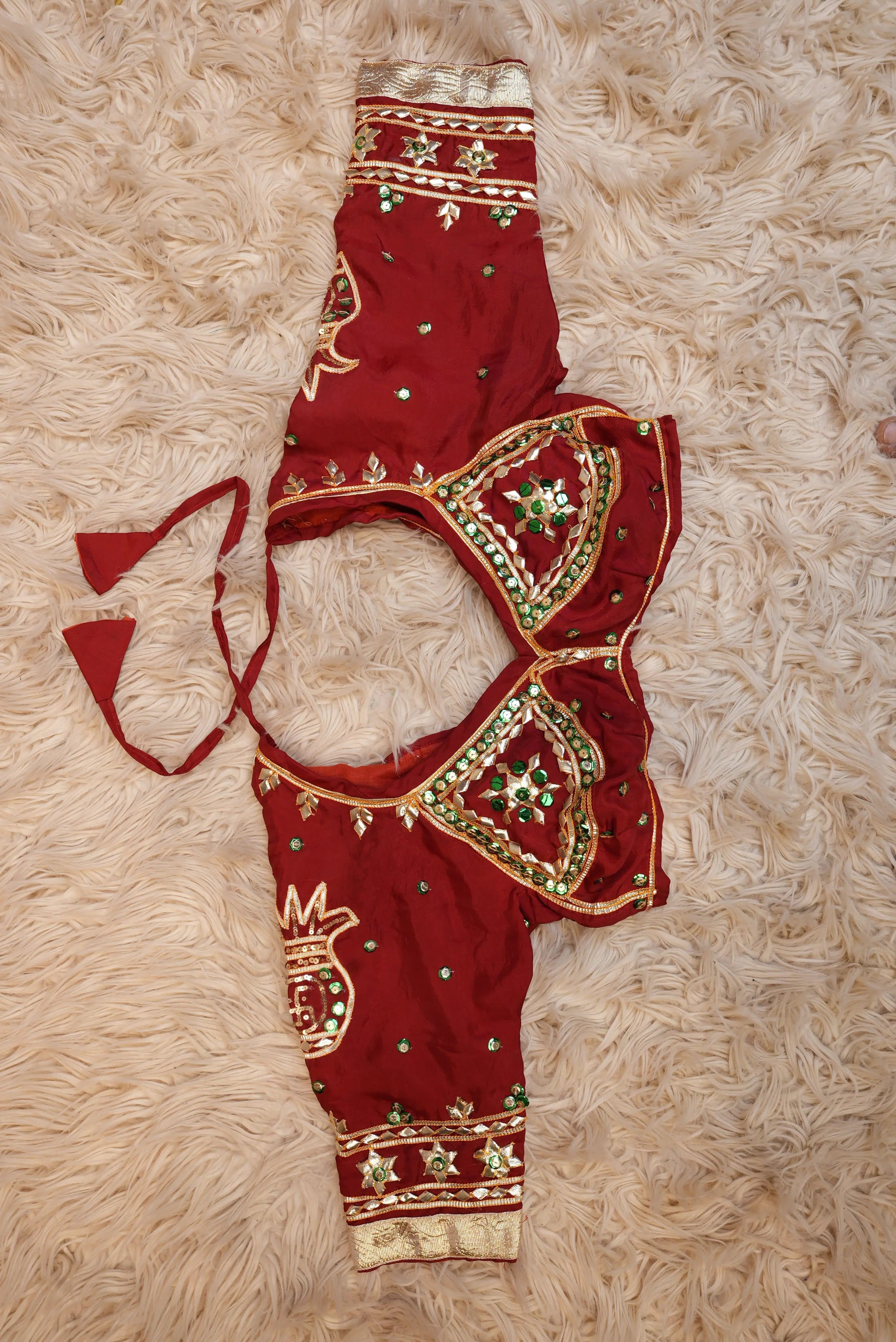 Rajasthani Swastik  Design Traditional Aangi Blouse With Kaccha Gota Patti Work