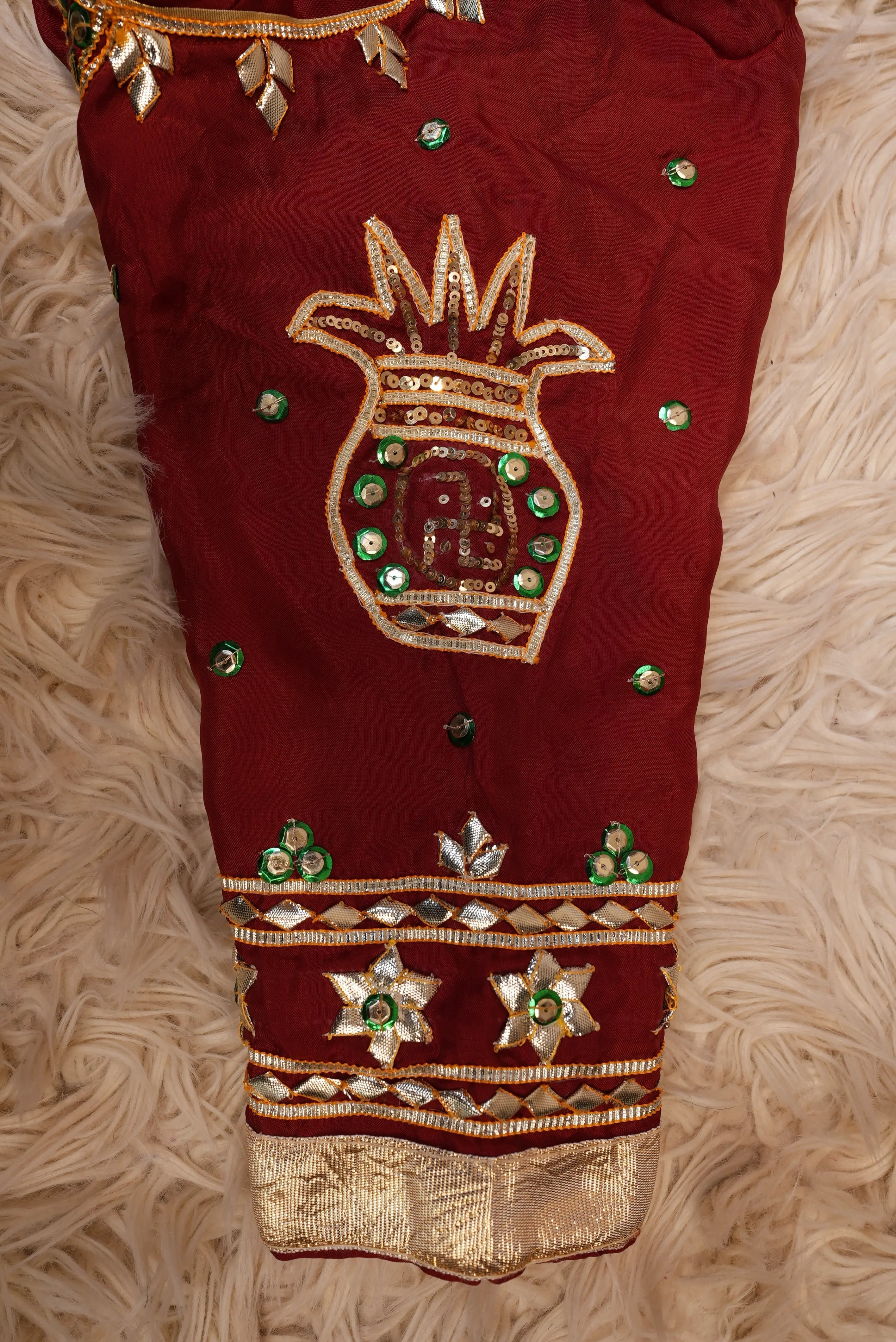 Rajasthani Swastik  Design Traditional Aangi Blouse With Kaccha Gota Patti Work