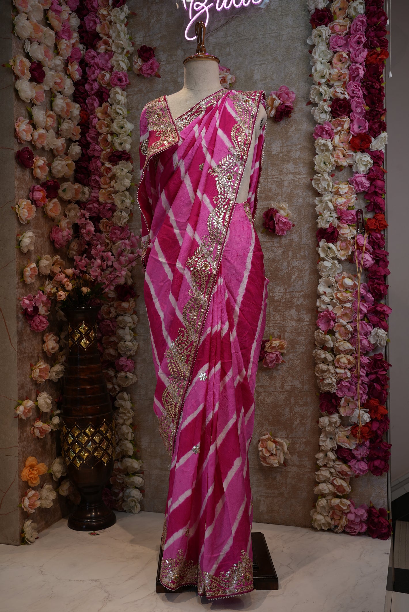 Leheriya Saree with Gotapatti Handwork (with Blouse) ##SR0281