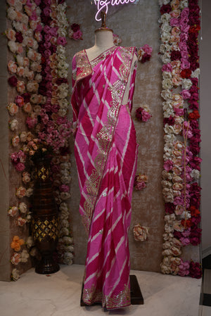 Leheriya Saree with Gotapatti Handwork (with Blouse) ##SR0281