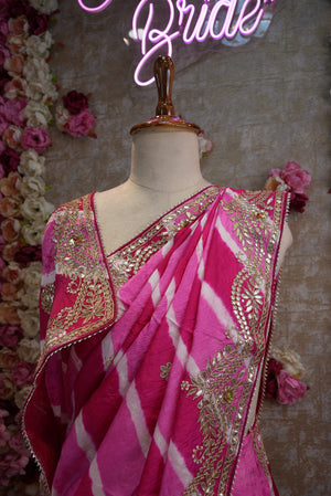 Leheriya Saree with Gotapatti Handwork (with Blouse) ##SR0281