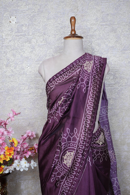 PURE FABIANA FANCY BANDHEJ WITH GOTA PATTI WORK (WITH RUNING BLOUSE)  ##SR556