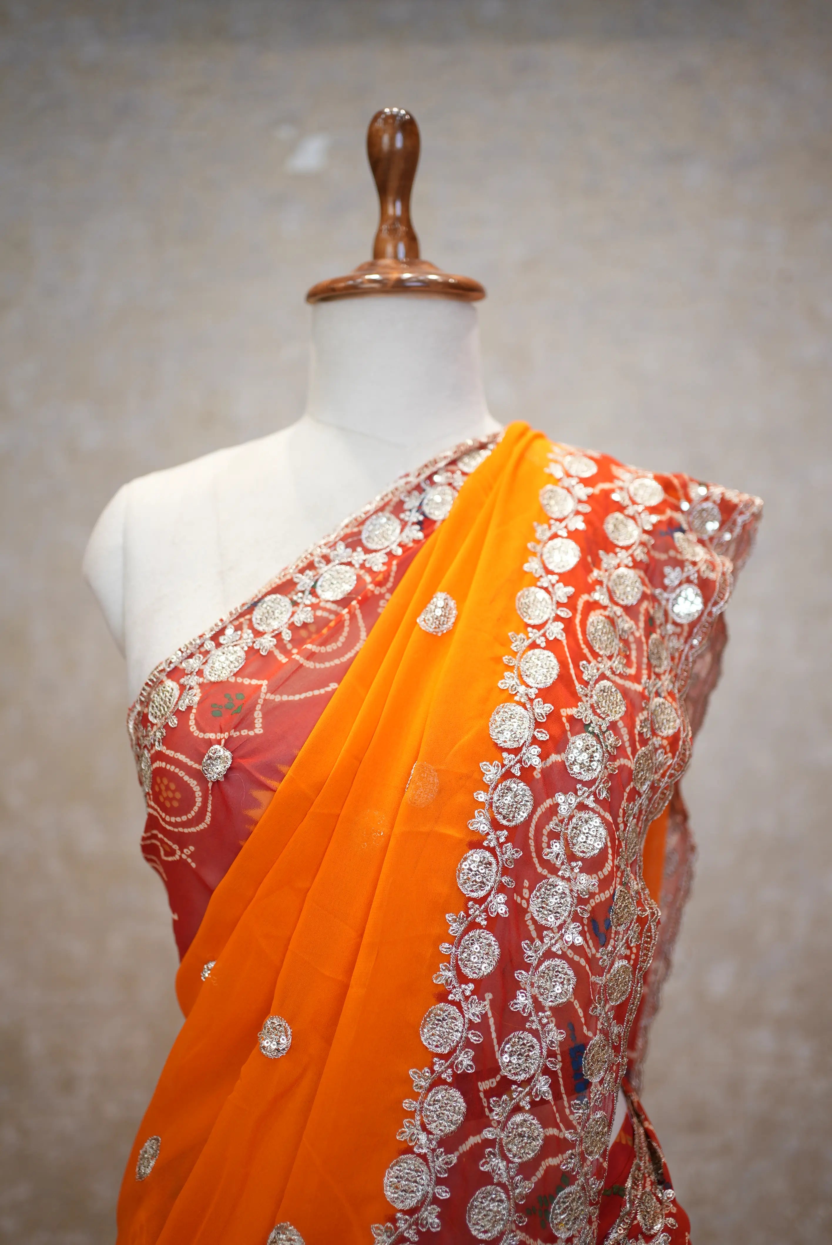 Pila Designer Saree with Elegant Silver Embroidery