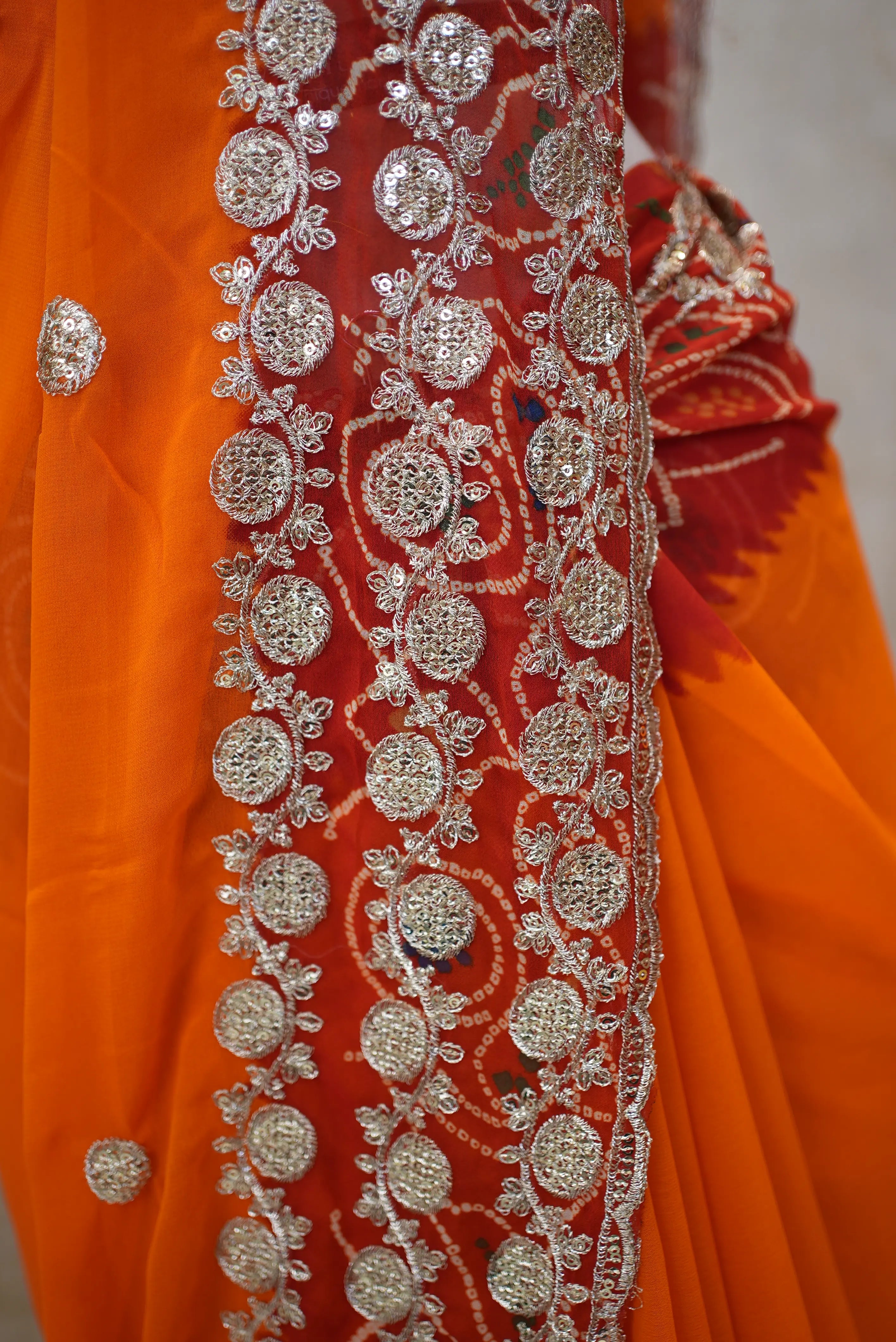 Pila Designer Saree with Elegant Silver Embroidery