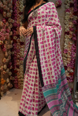 MAL COTTON FABRIC QUIRKY DESIGN SAREE (WITH BLOUSE)   ##SR0260