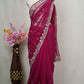 RAJPUTI JALL PATTERN SAREE ON CHIFFON FABRIC WITH PITA WORK AND PEACOCK PATTERN BORDER (WITH BLOUSE) ##SR452