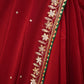 RED COLOUR SPECIAL HANDWORK SAREE WITH ZARDOSI WORK ON GEORGETTE FABRIC (WITH BLOUSE) ##SR575