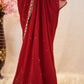 RED COLOUR SPECIAL HANDWORK SAREE WITH ZARDOSI WORK ON GEORGETTE FABRIC (WITH BLOUSE) ##SR575