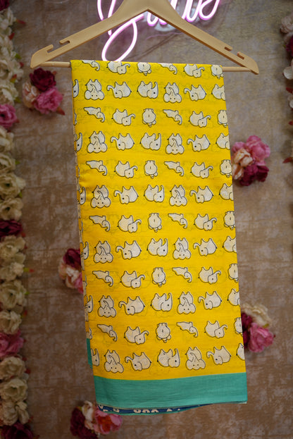MAL COTTON FABRIC QUIRKY DESIGN SAREE (WITH BLOUSE)   ##SR0260