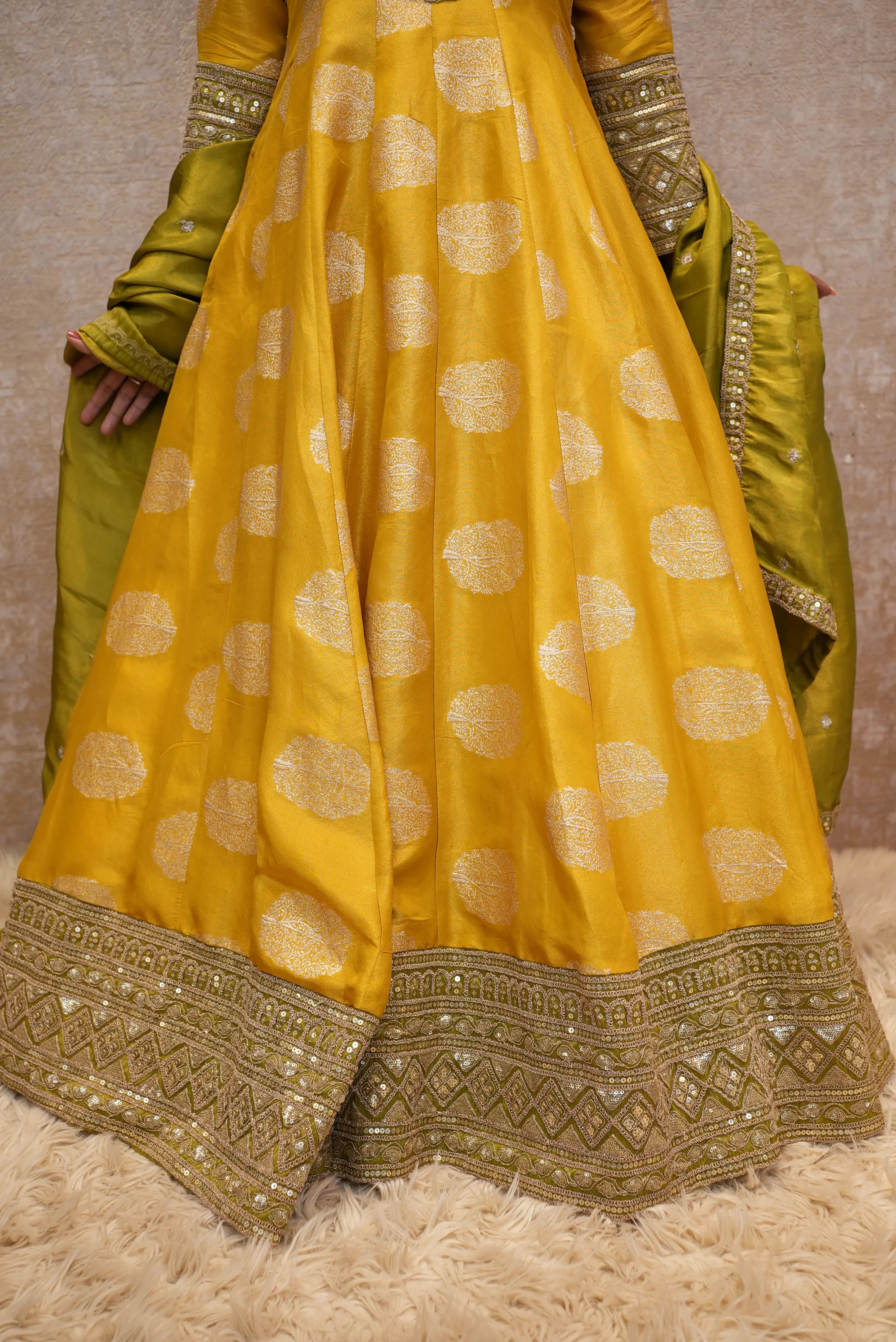 Elegant Yellow Anarkali Suit Set with Embroidered Dupatta for Festive & Wedding Wear